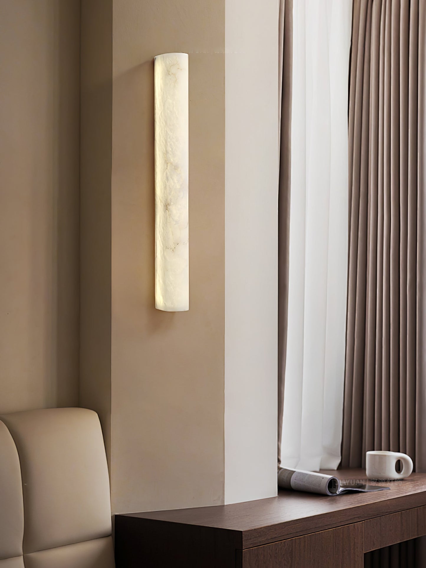 Luminara Handcrafted Alabaster Wall Sconce Warm LED Light