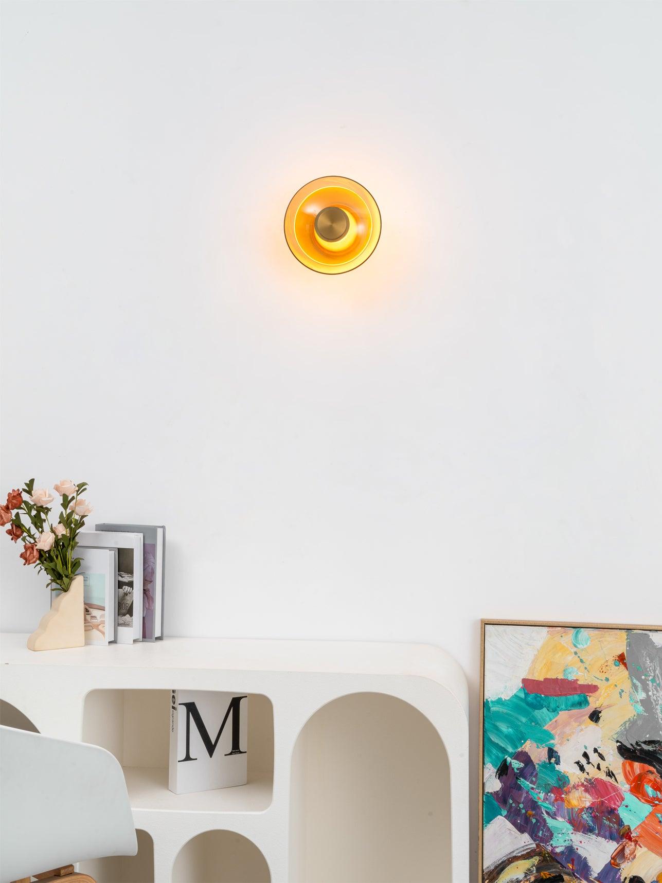 Luna A Disc Wall Sconce with Gold or Black Finish