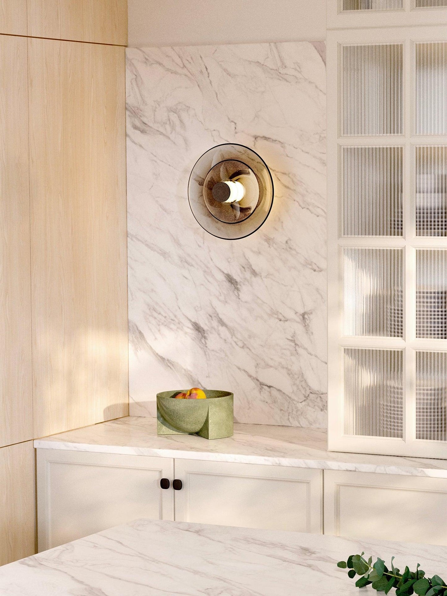 Luna A Disc Wall Sconce with Gold or Black Finish