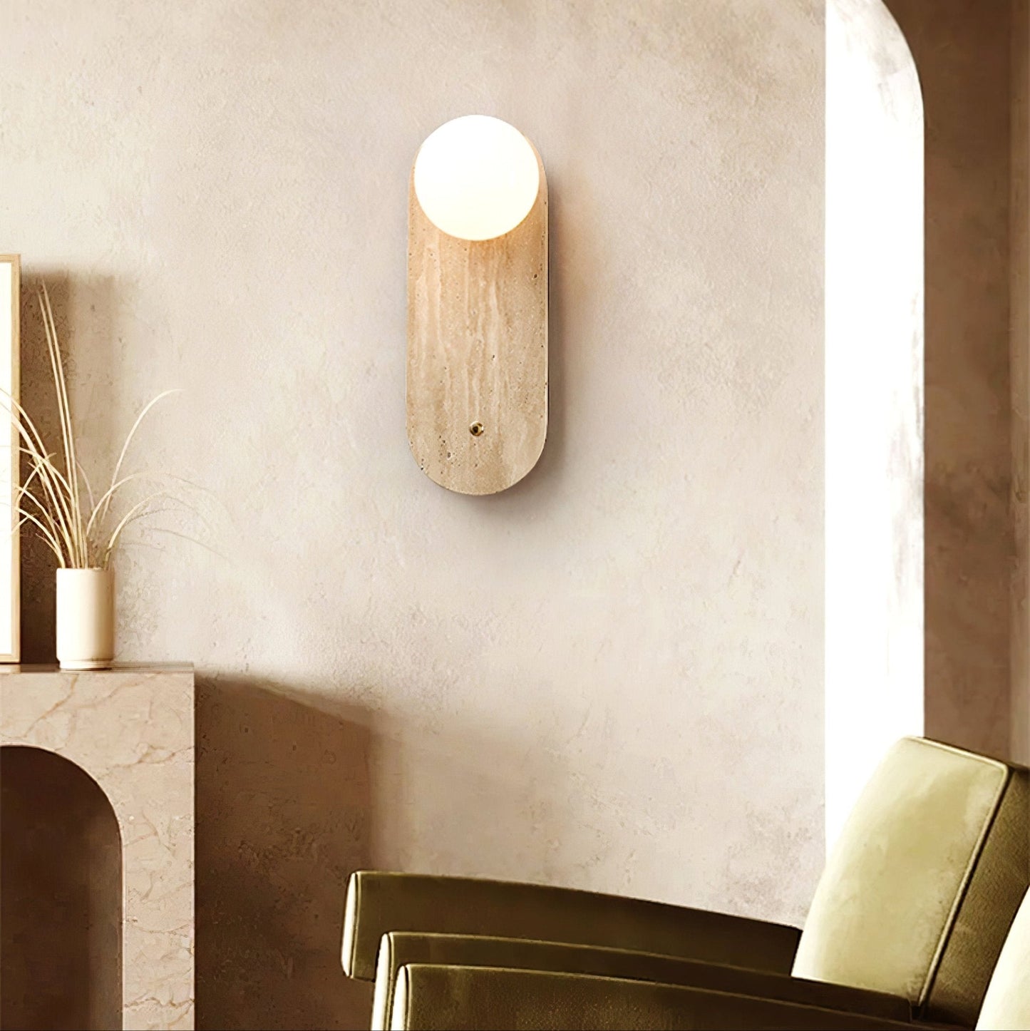 Luna Travertine Wall Sconce - YIOSI