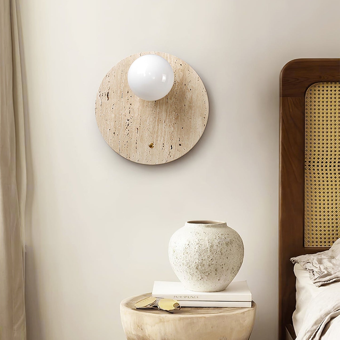 Luna Travertine Wall Sconce - YIOSI