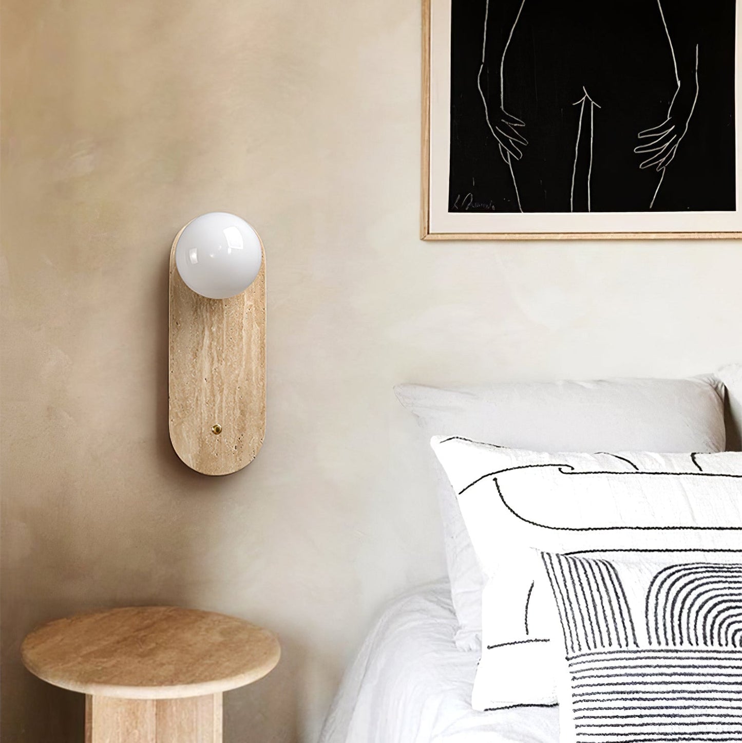 Luna Travertine Wall Sconce - YIOSI
