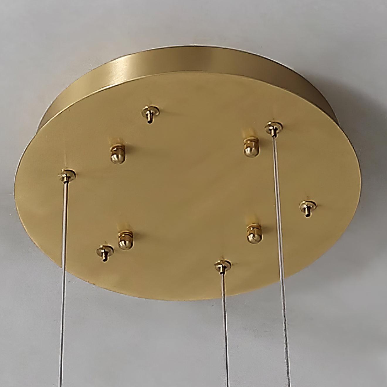 Marika Alabaster Brass & White Alabaster Chandelier – Modern Circular Light