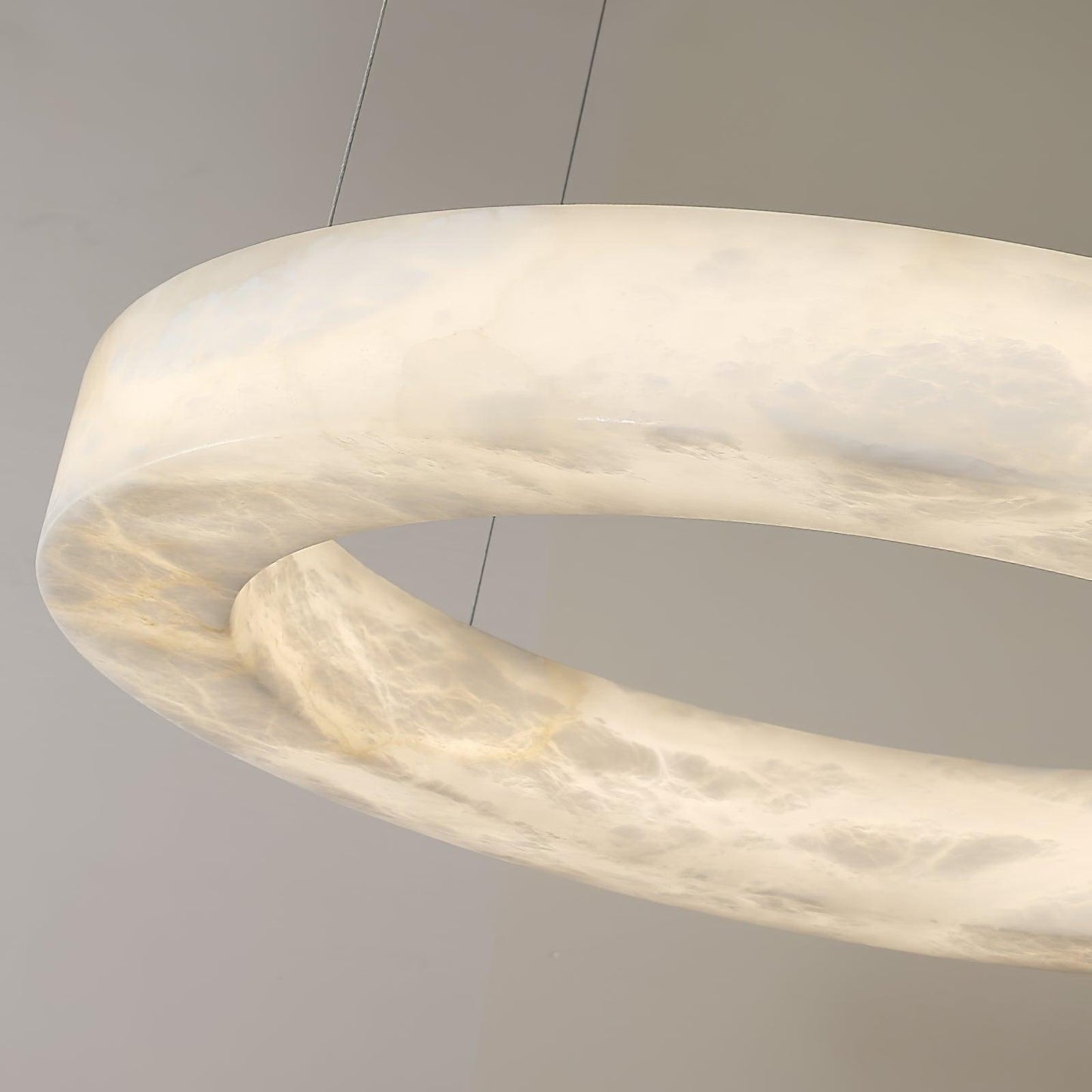 Marika Alabaster Brass & White Alabaster Chandelier – Modern Circular Light