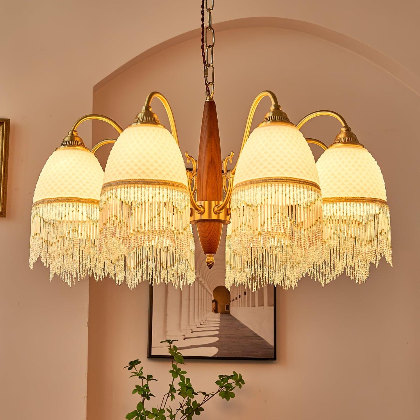 Mesh Tassel Glass Chandelier - YIOSI