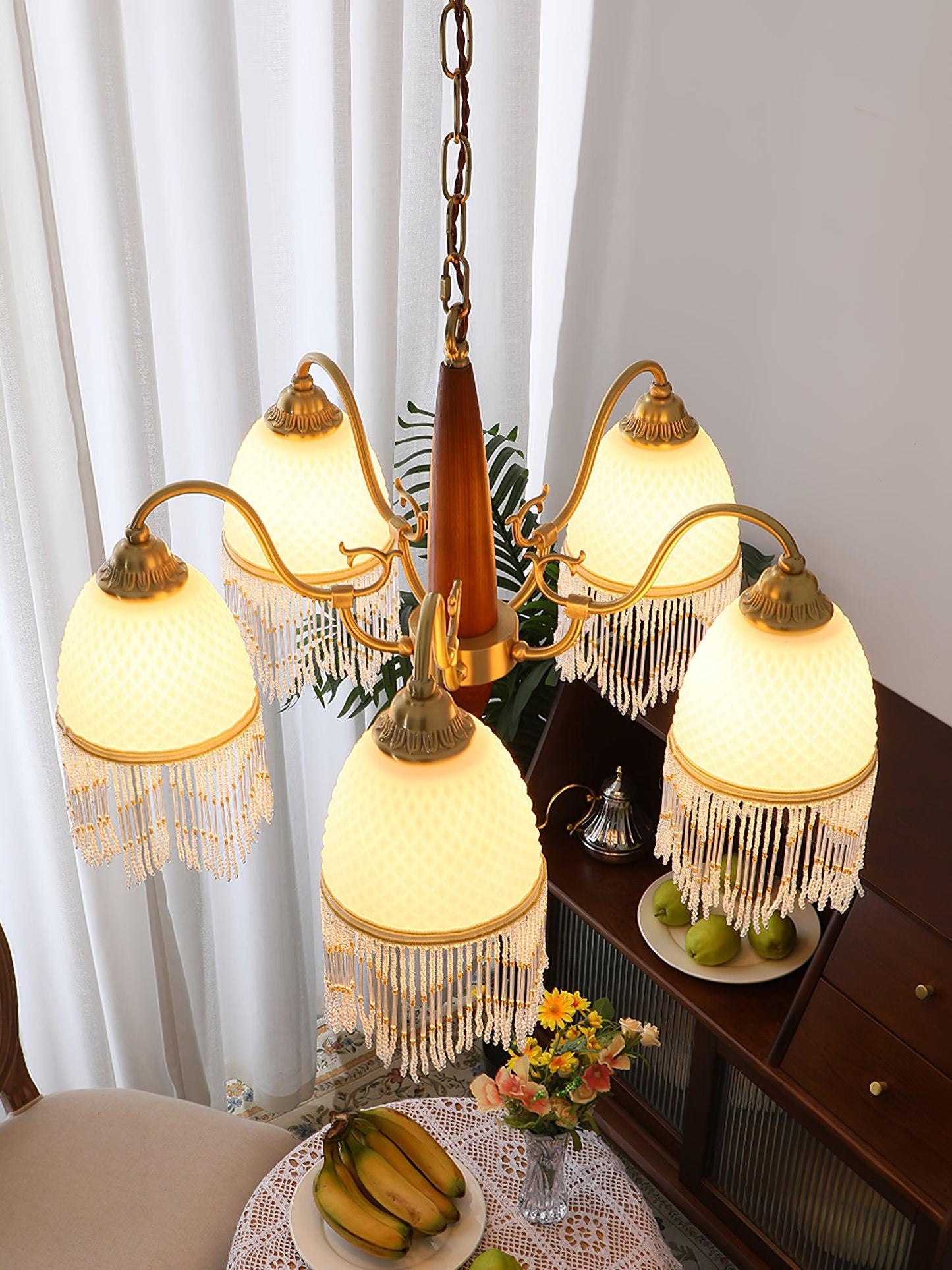 Mesh Tassel Glass Chandelier - YIOSI