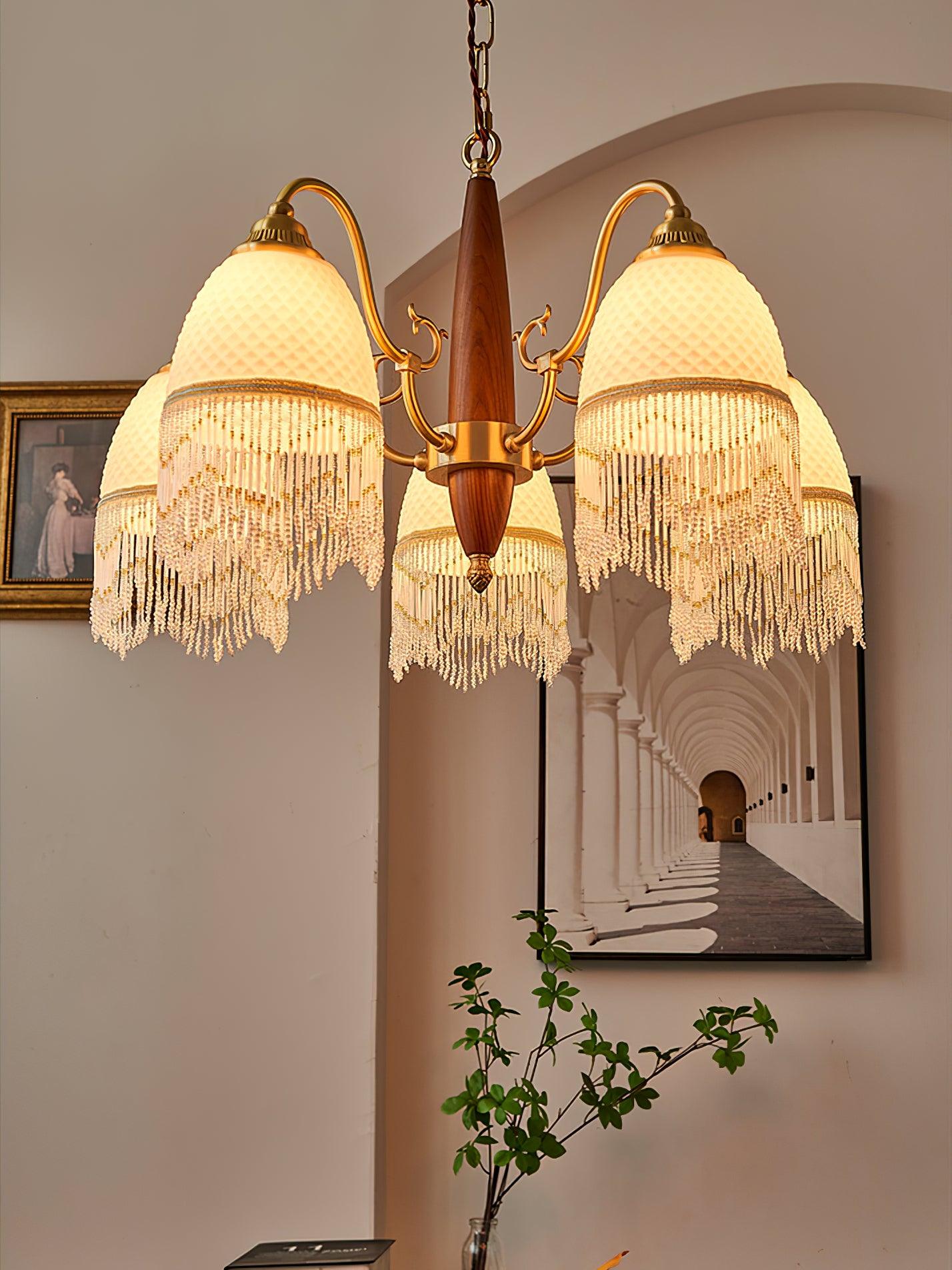 Mesh Tassel Glass Chandelier - YIOSI