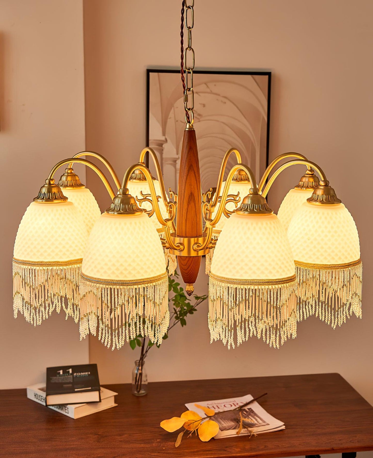 Mesh Tassel Glass Chandelier - YIOSI