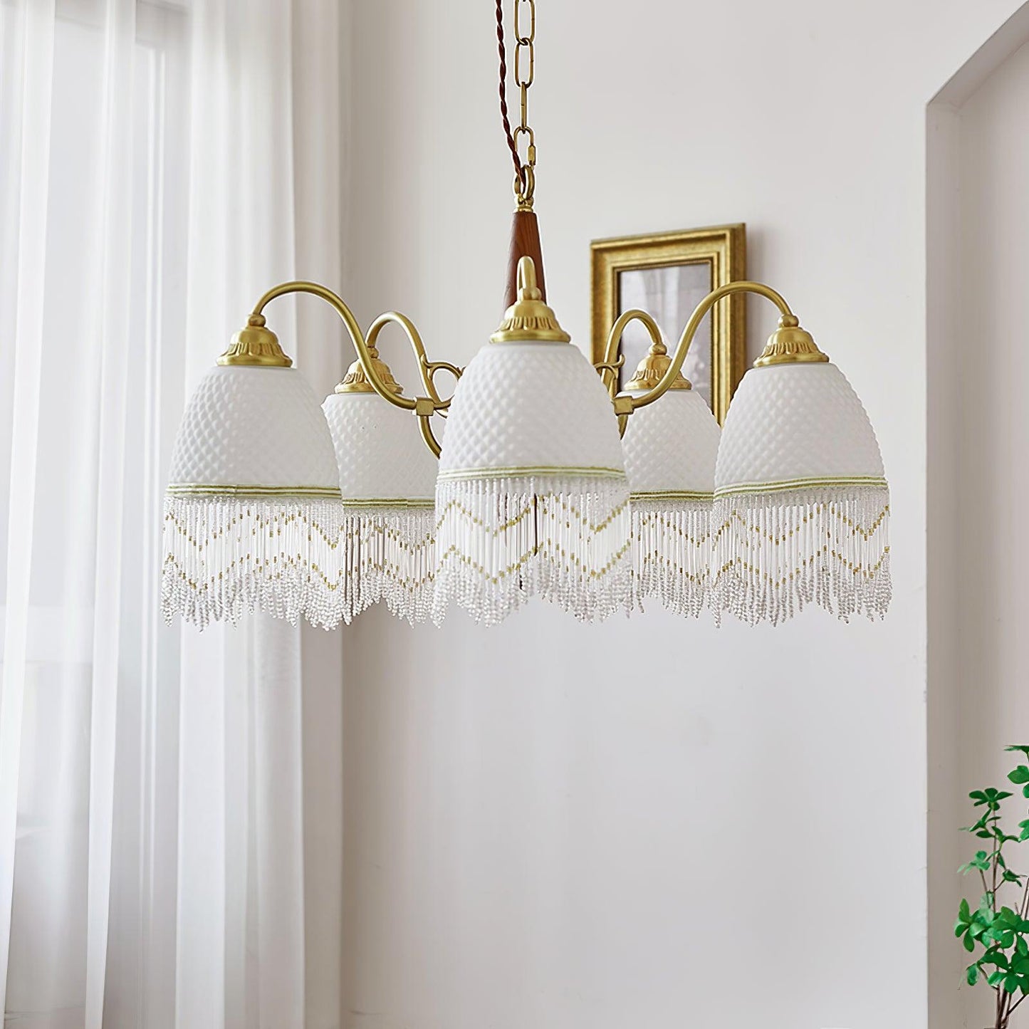 Mesh Tassel Glass Chandelier - YIOSI