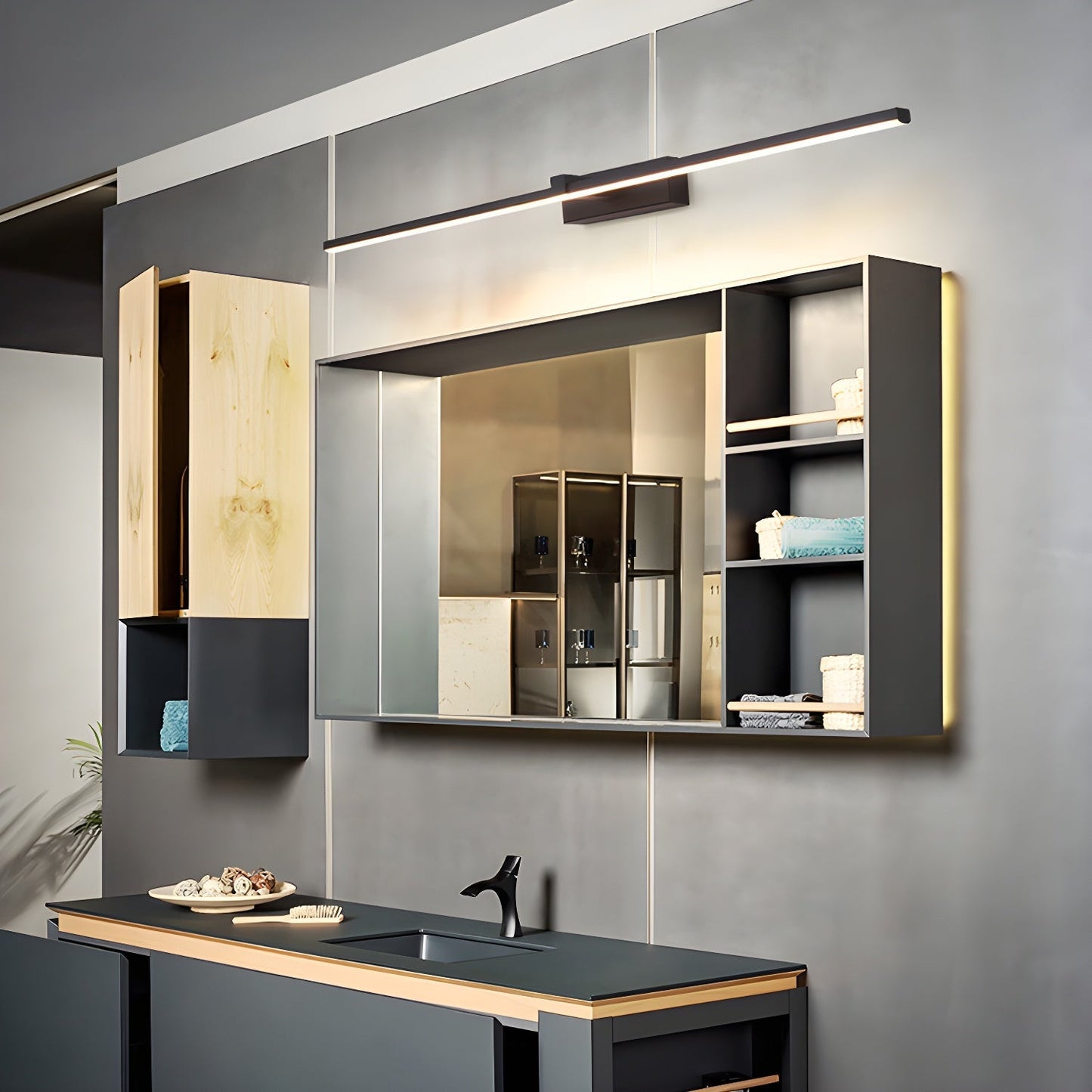 Vakkerlight Metal Linear Mirror Wall Light – Sleek Black/White Finish