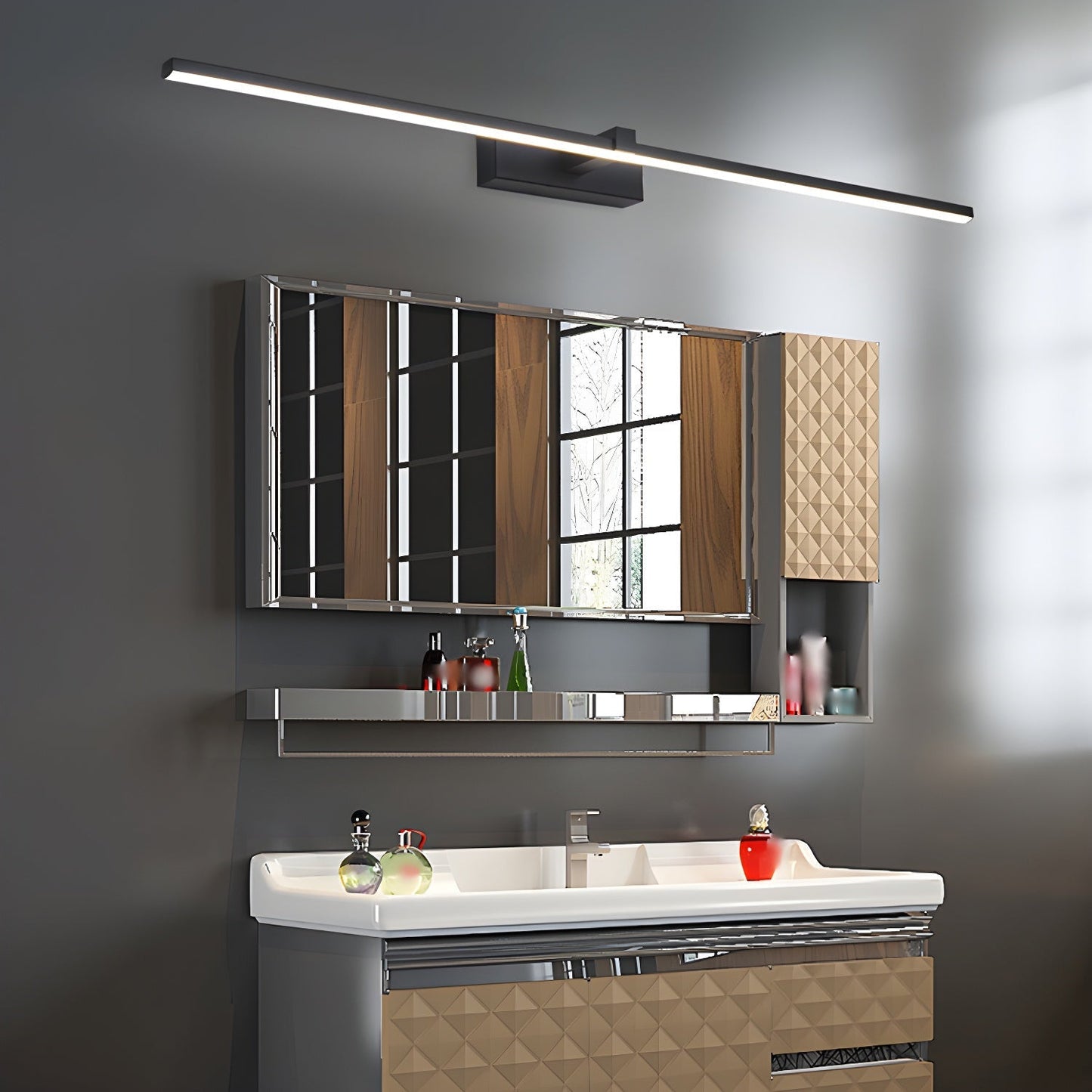 Vakkerlight Metal Linear Mirror Wall Light – Sleek Black/White Finish