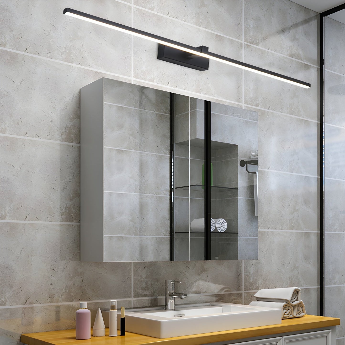 Vakkerlight Metal Linear Mirror Wall Light – Sleek Black/White Finish