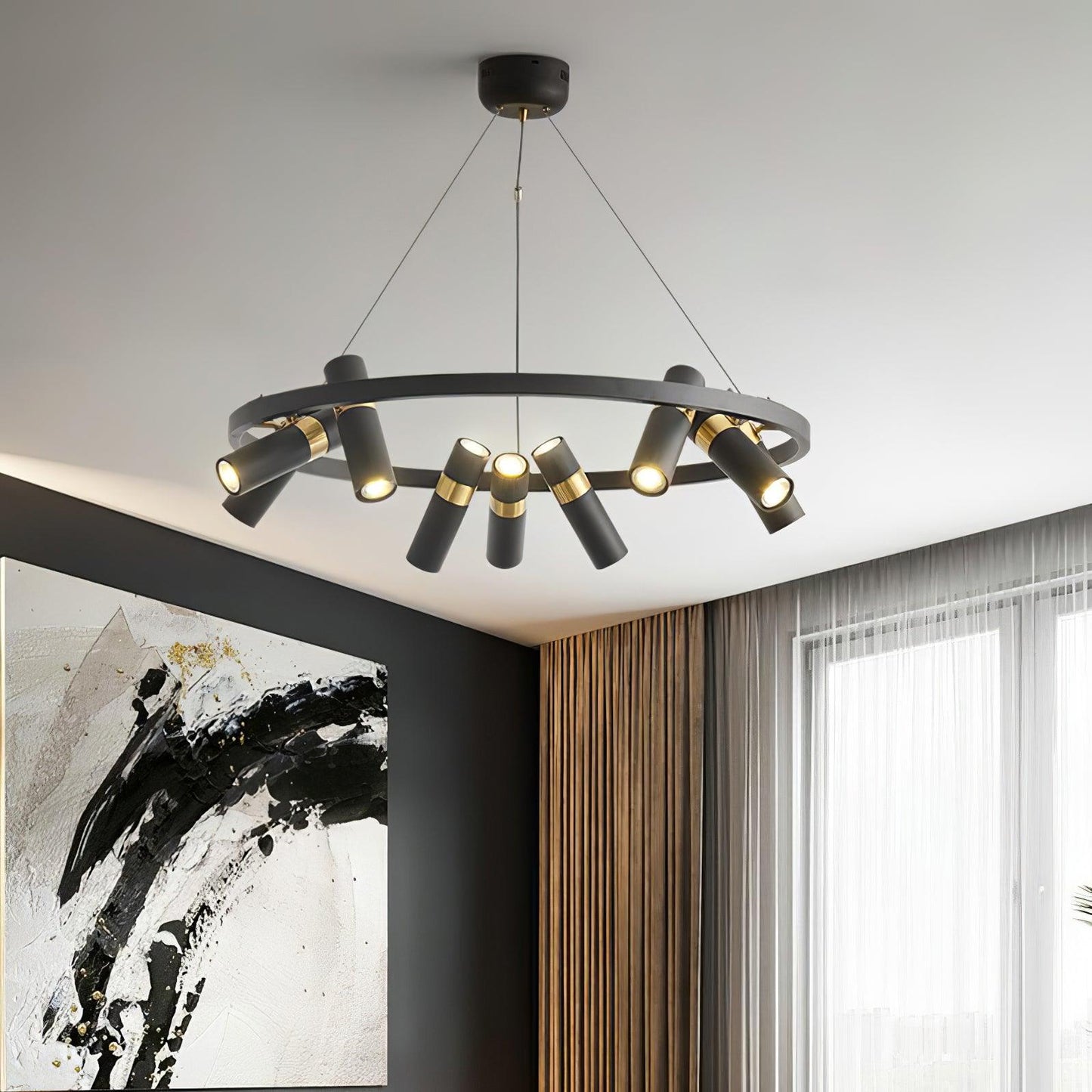 Black Mutil Pipe Chandelier - YIOSI