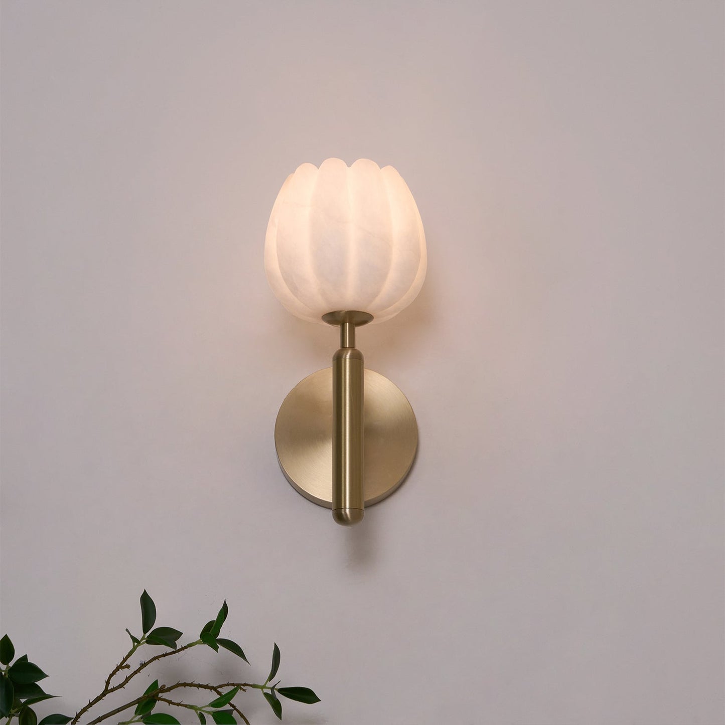 Elegant Brass & Alabaster Decorative Botanical Wall Lamp – Mian
