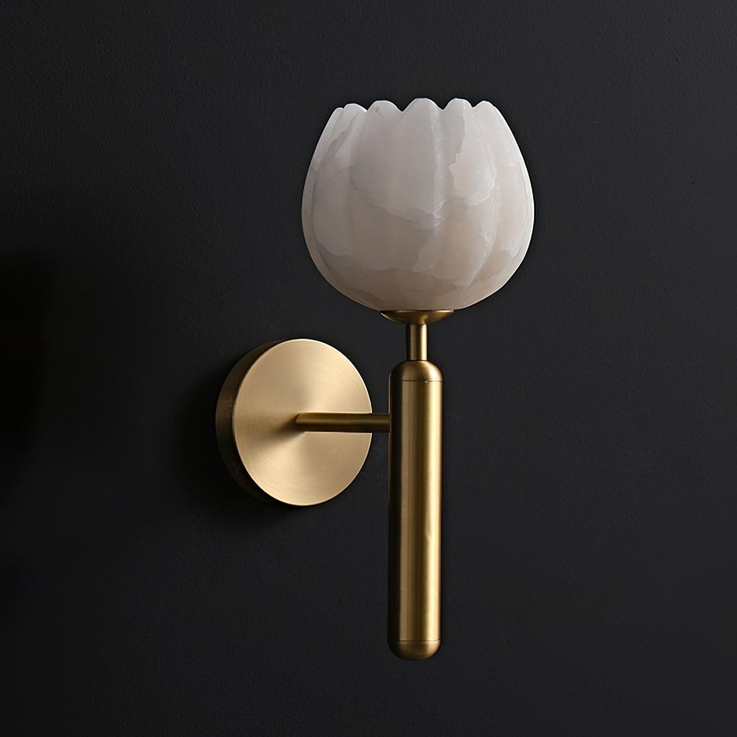 Elegant Brass & Alabaster Decorative Botanical Wall Lamp – Mian