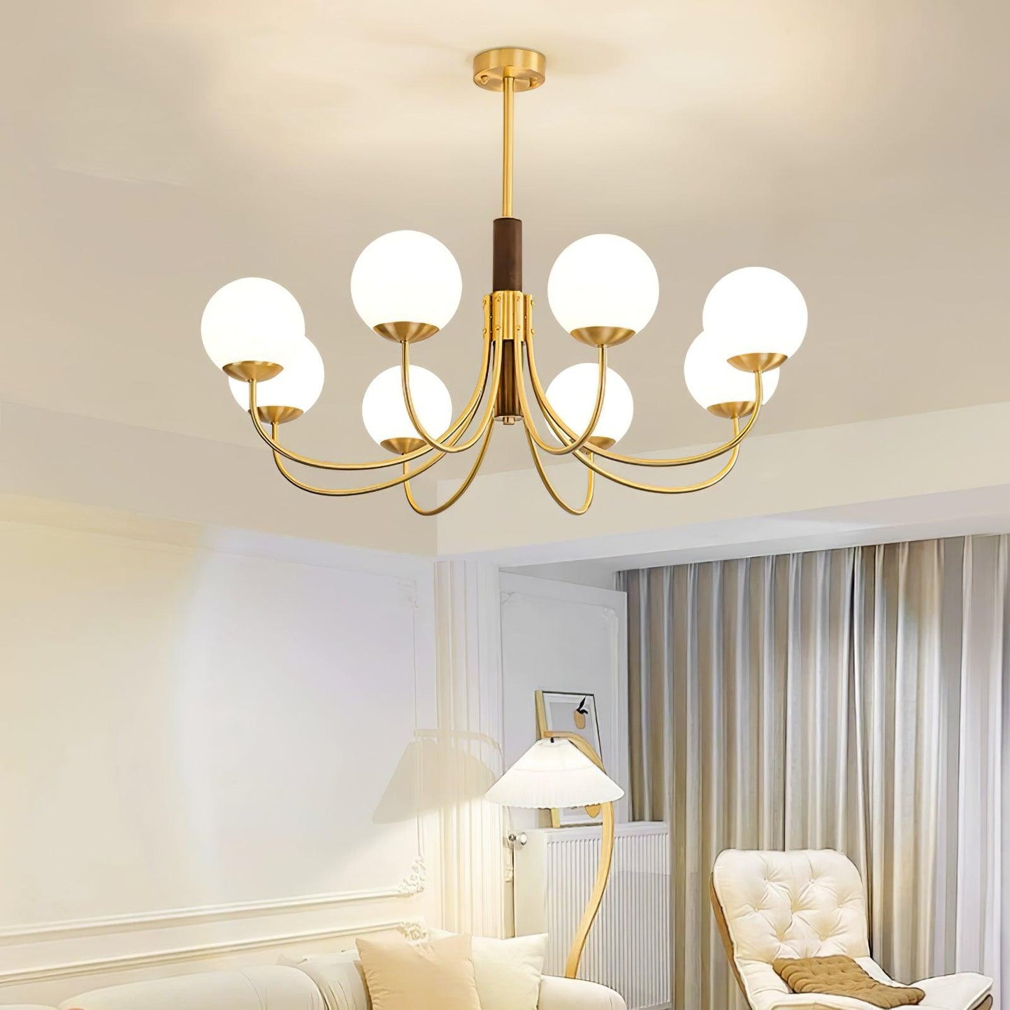 Midas Touch Walnut Sphere Chandelier - YIOSI
