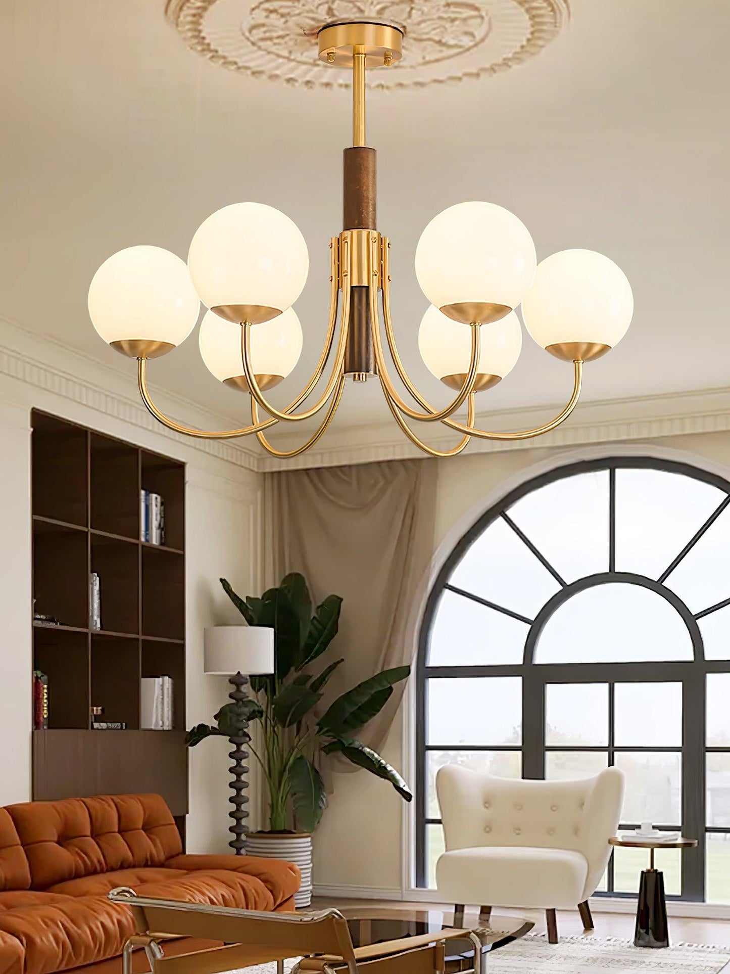 Midas Touch Walnut Sphere Chandelier - YIOSI