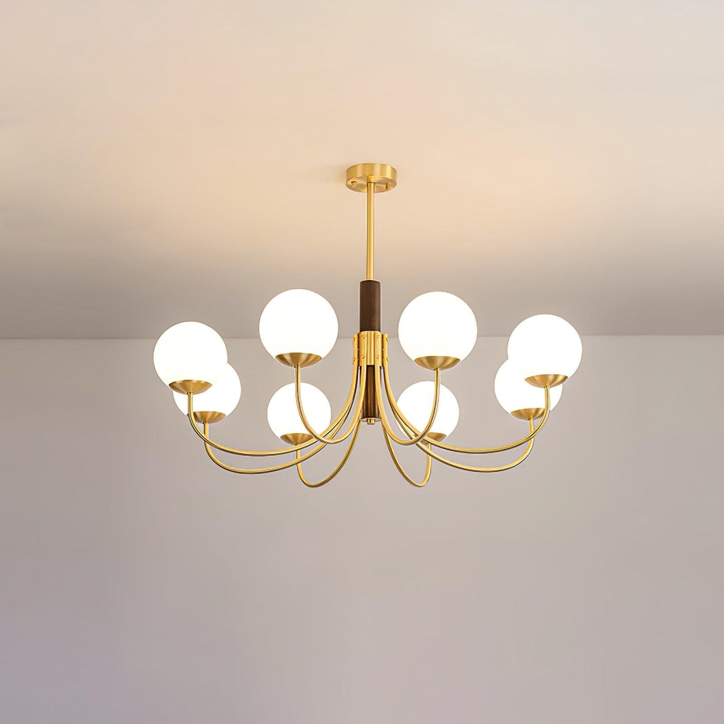 Midas Touch Walnut Sphere Chandelier - YIOSI