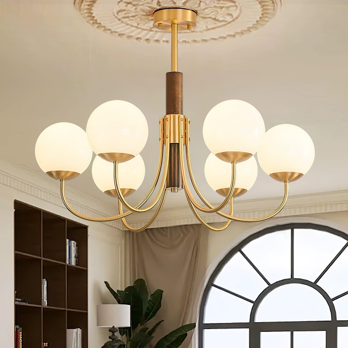 Midas Touch Walnut Sphere Chandelier - YIOSI