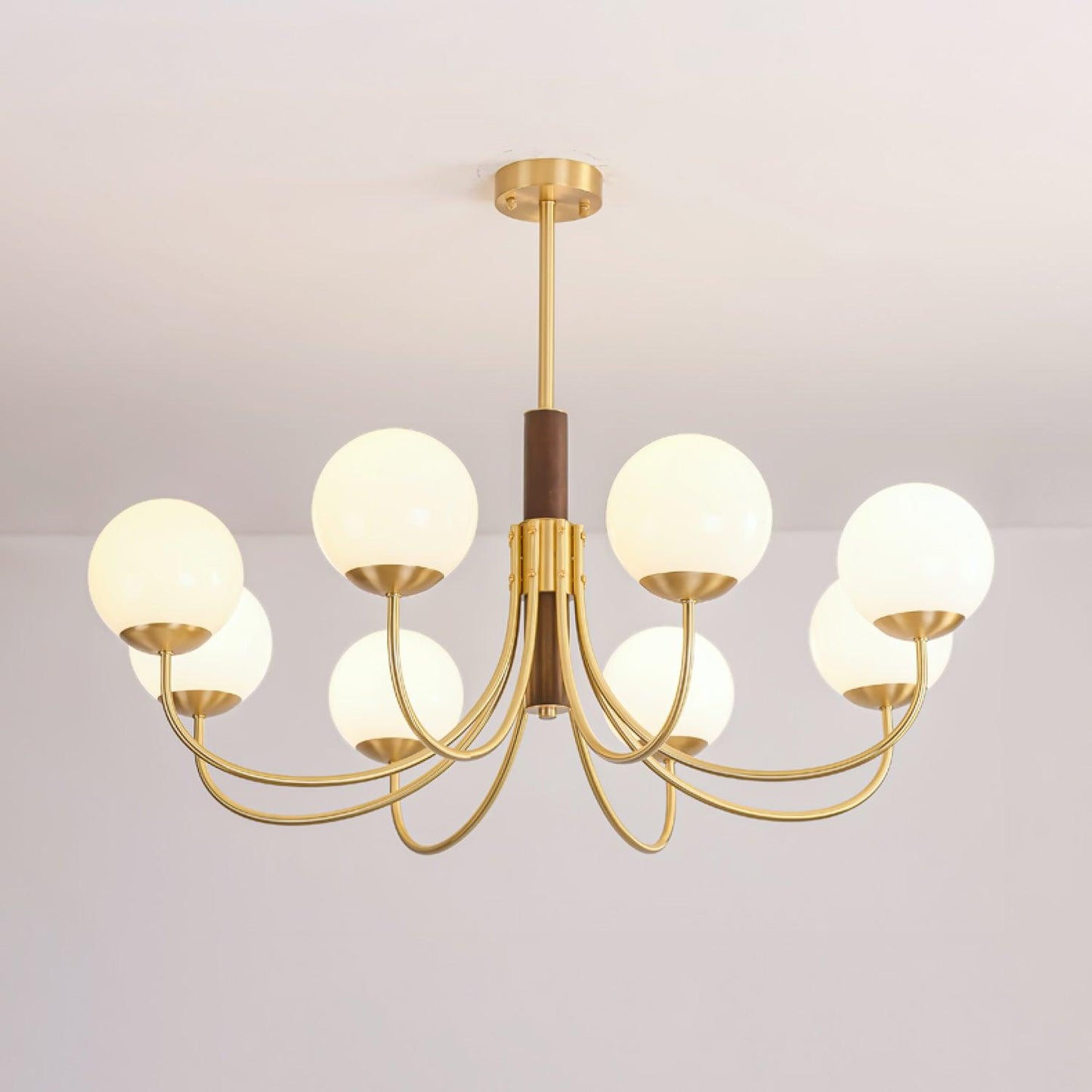 Midas Touch Walnut Sphere Chandelier - YIOSI
