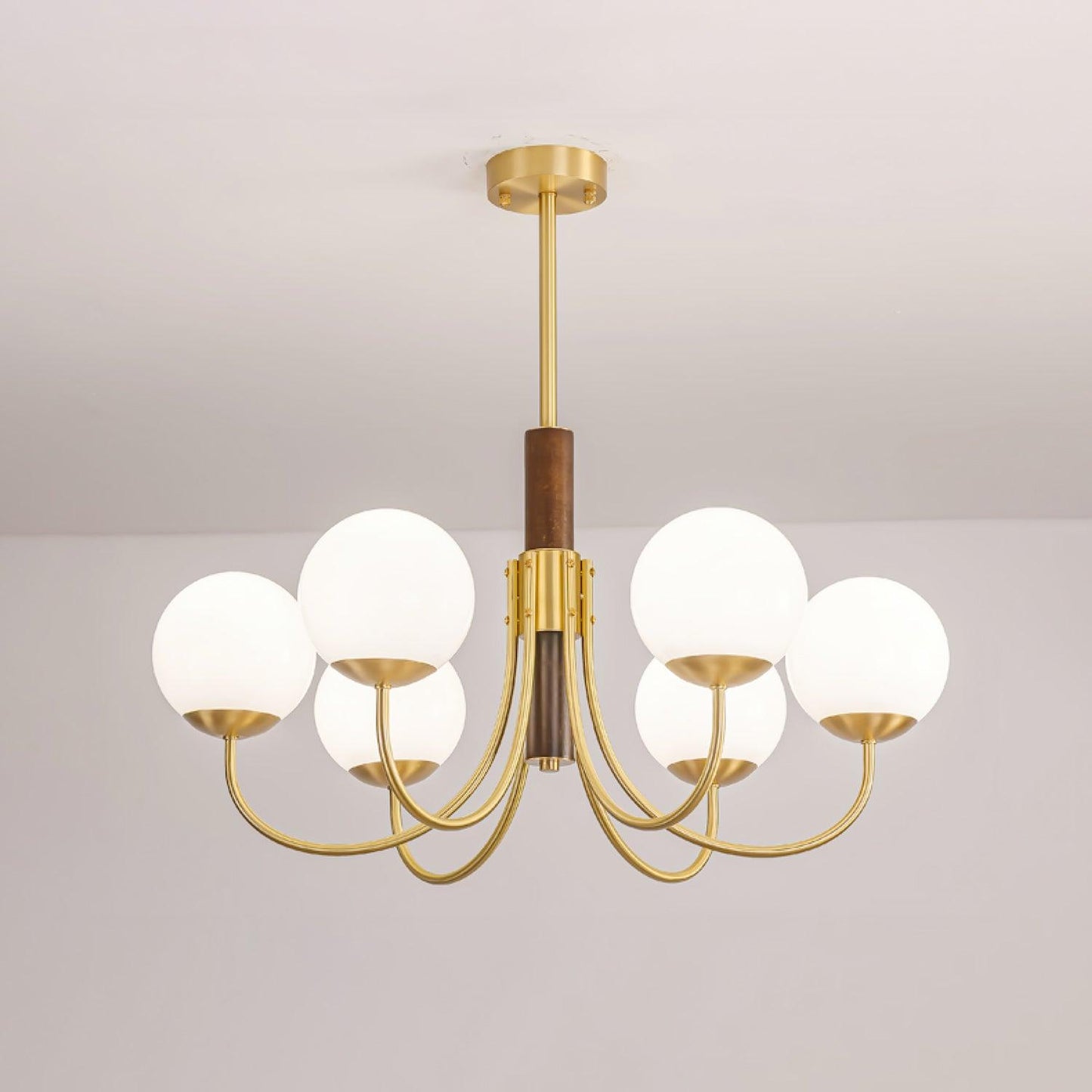 Midas Touch Walnut Sphere Chandelier - YIOSI