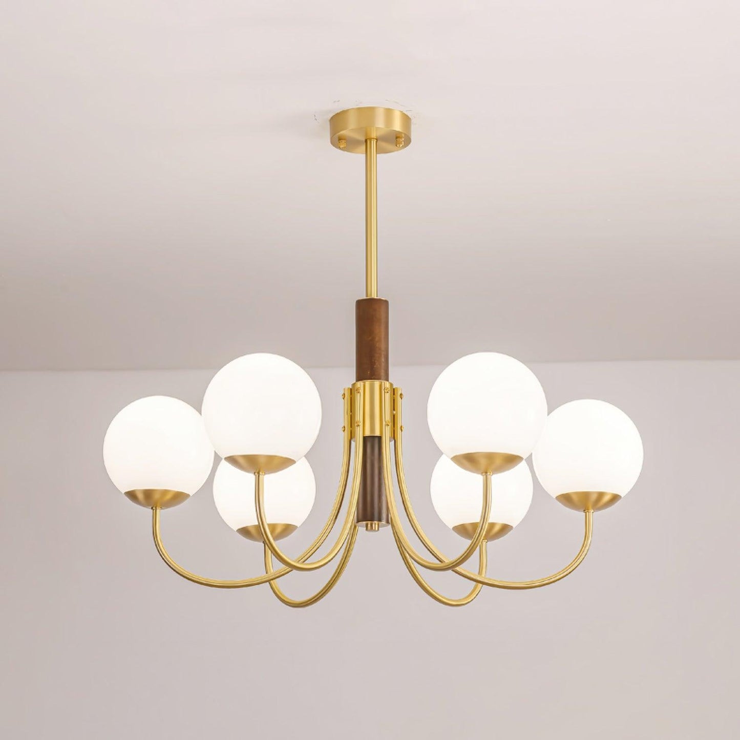 Midas Touch Walnut Sphere Chandelier - YIOSI