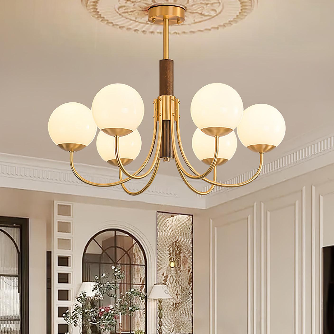 Midas Touch Walnut Sphere Chandelier - YIOSI