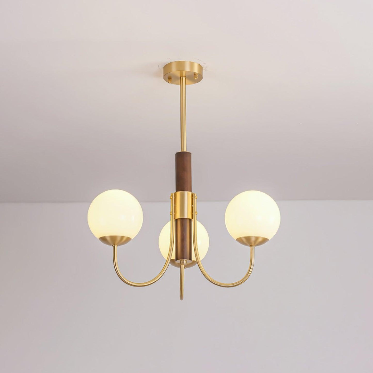 Midas Touch Walnut Sphere Chandelier - YIOSI