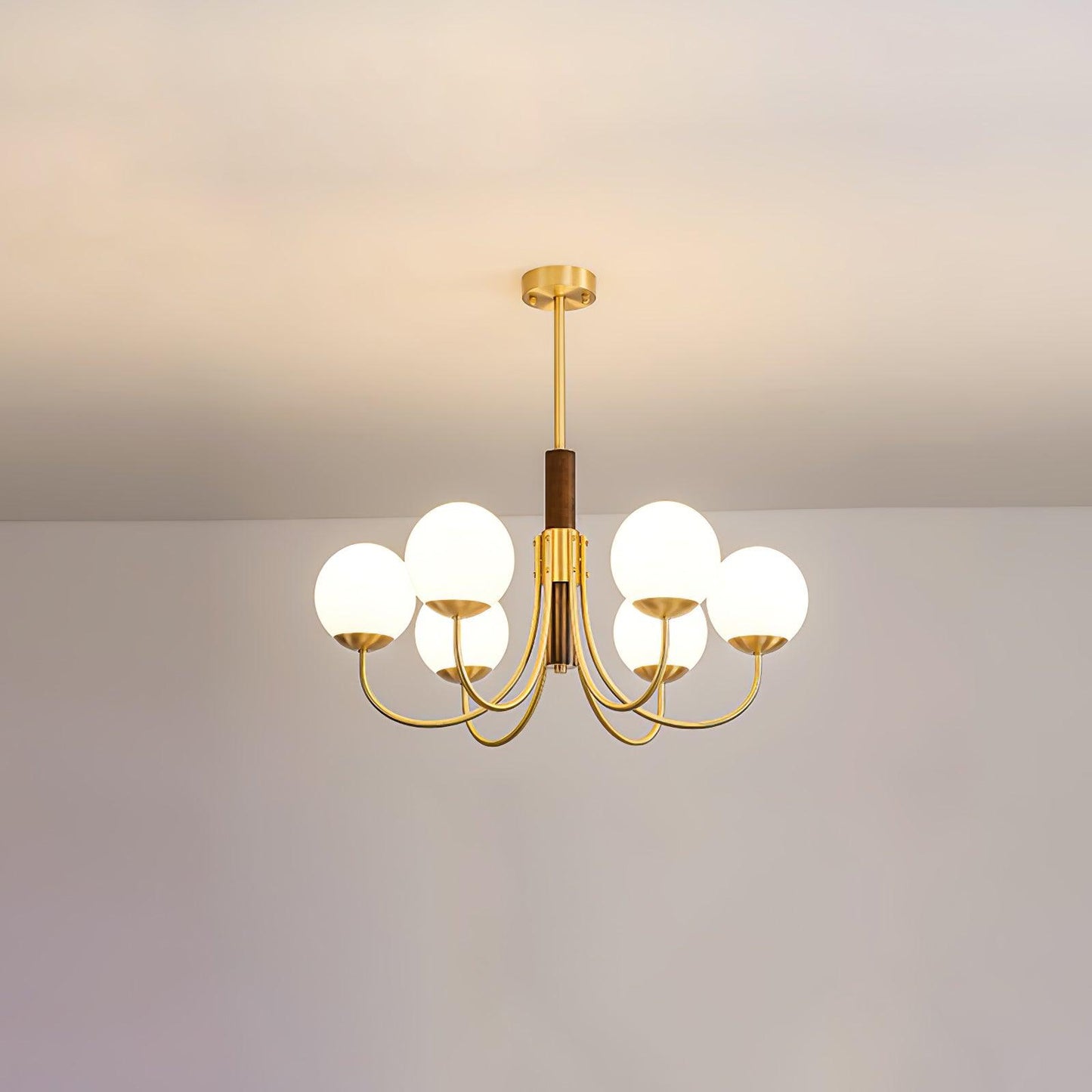 Midas Touch Walnut Sphere Chandelier - YIOSI