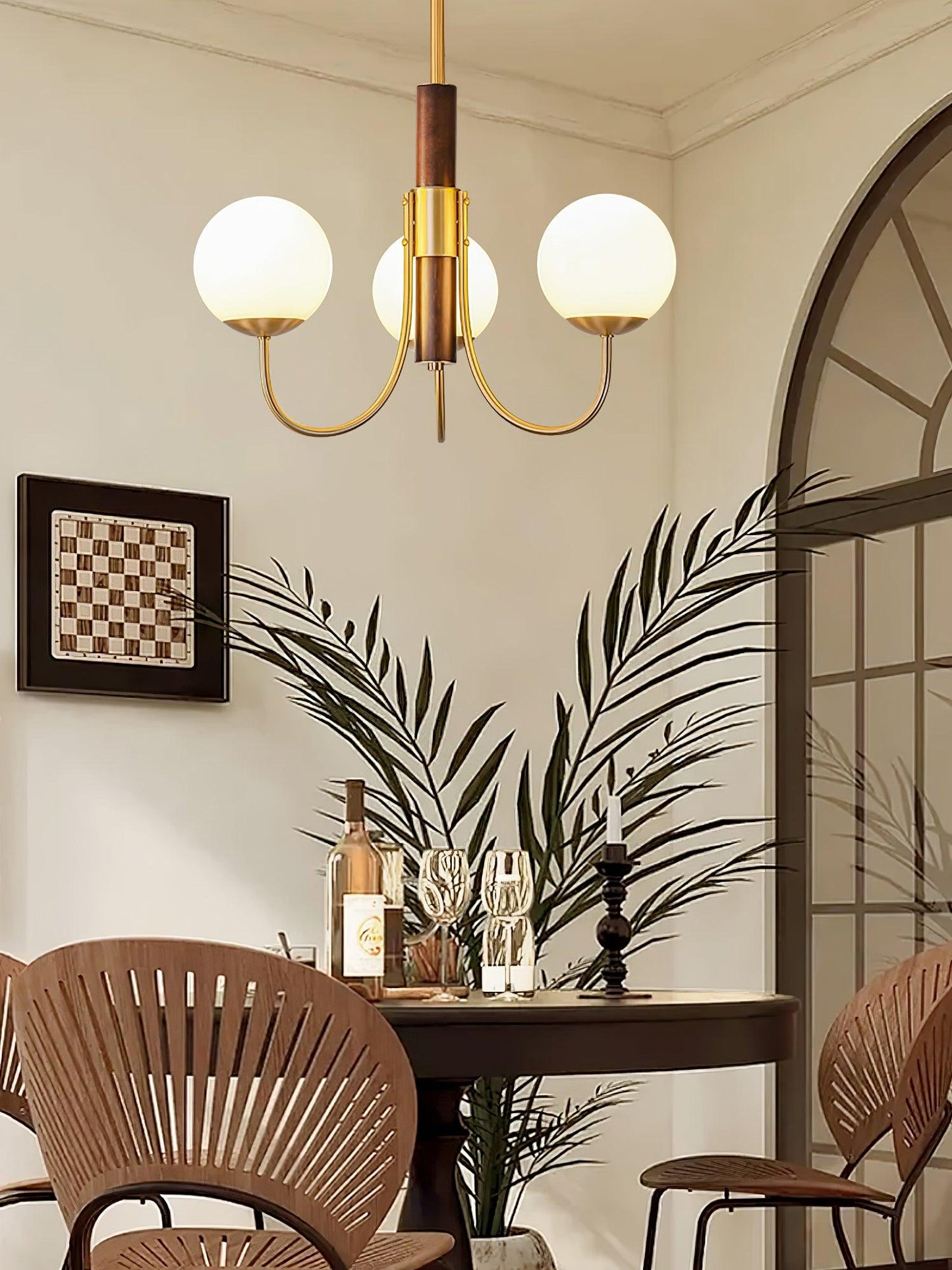 Midas Touch Walnut Sphere Chandelier - YIOSI