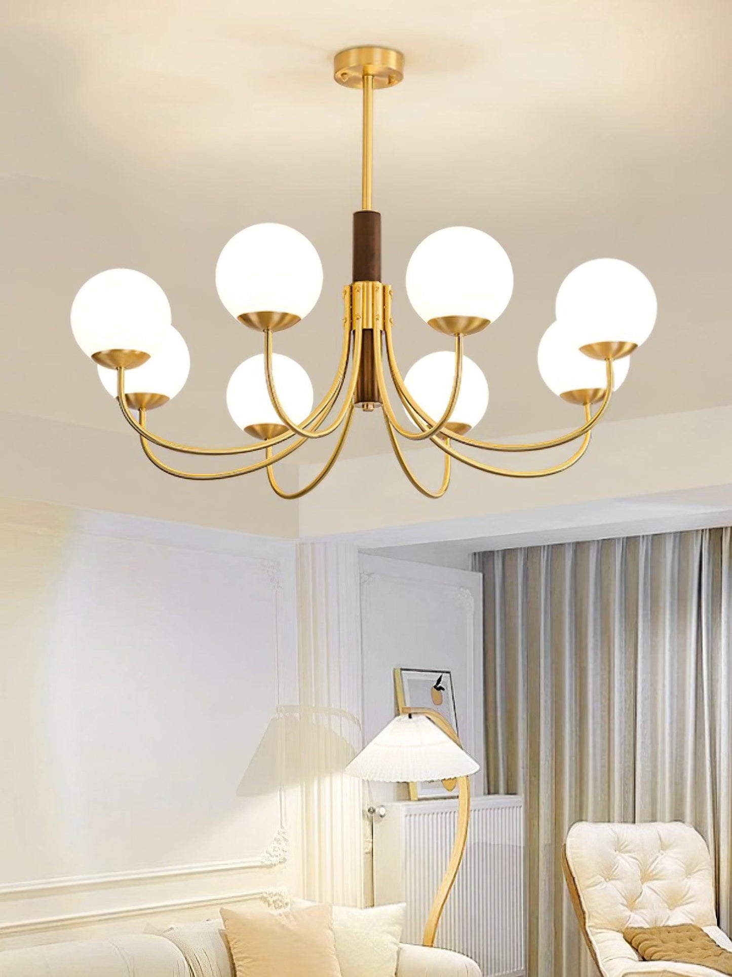 Midas Touch Walnut Sphere Chandelier - YIOSI