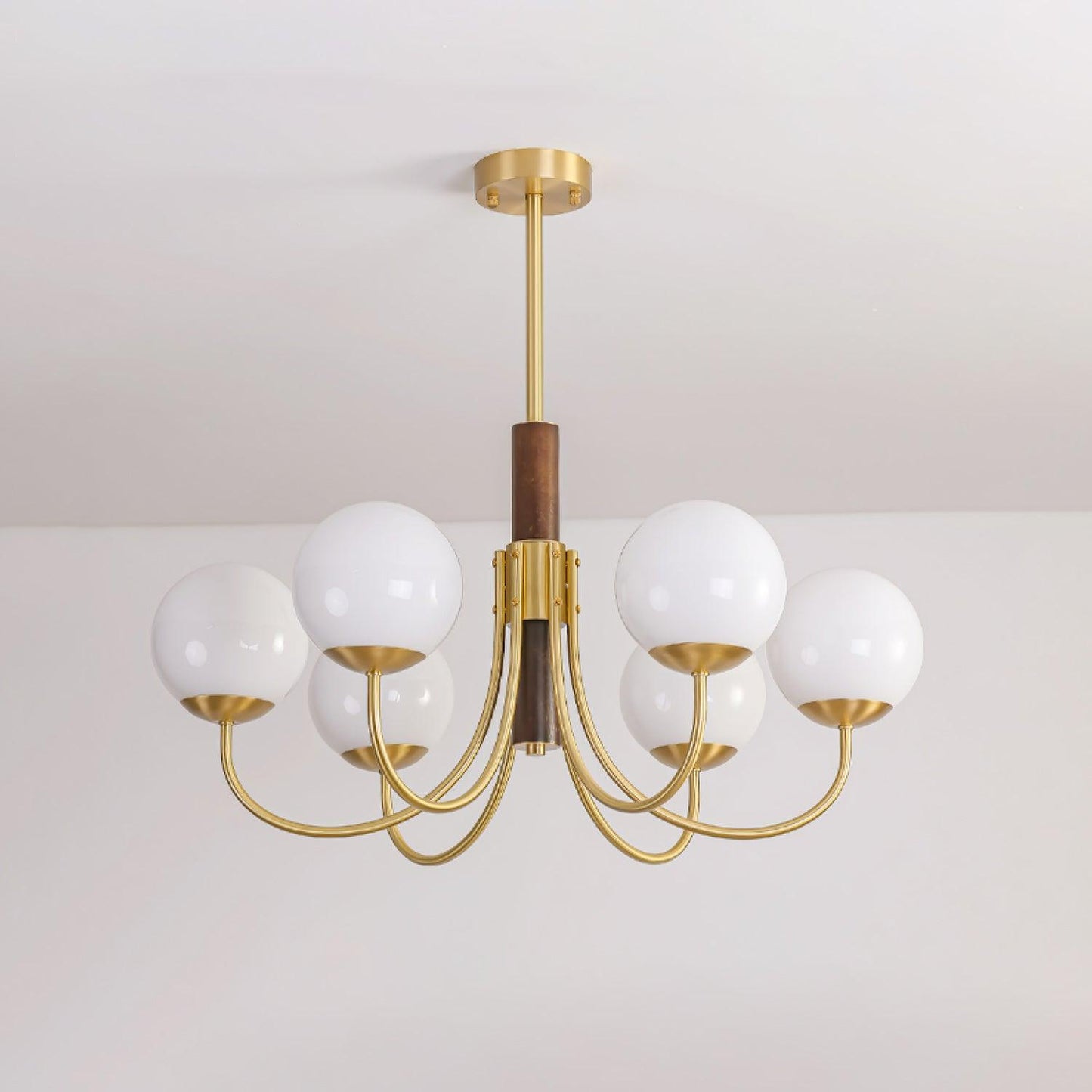 Midas Touch Walnut Sphere Chandelier - YIOSI