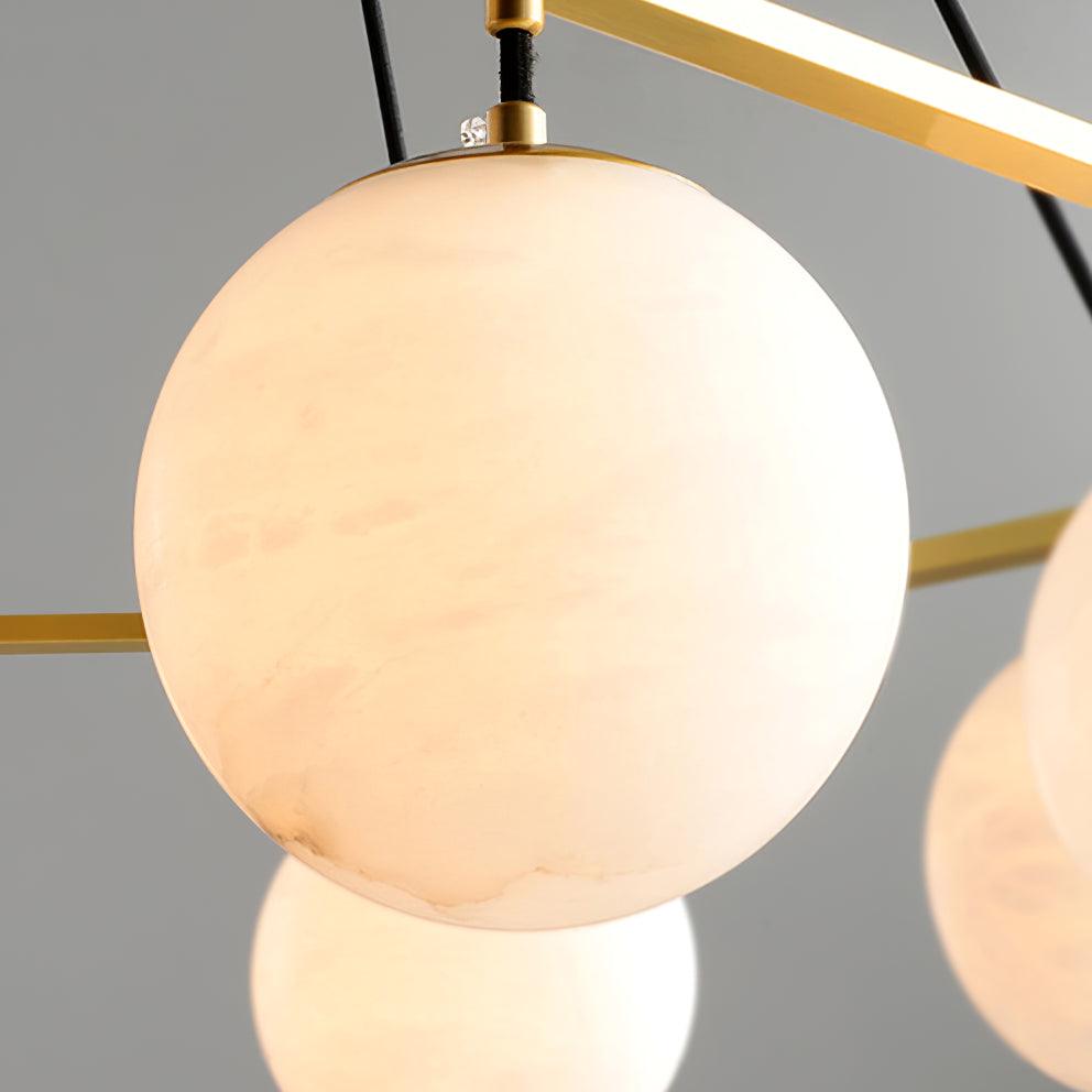 Miira Brass & White Alabaster Chandelier – Retro Inspired Ceiling Light