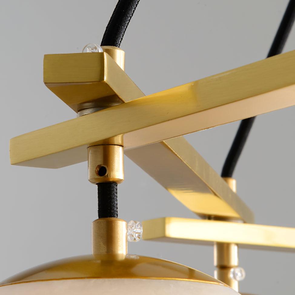 Miira Brass & White Alabaster Chandelier – Retro Inspired Ceiling Light