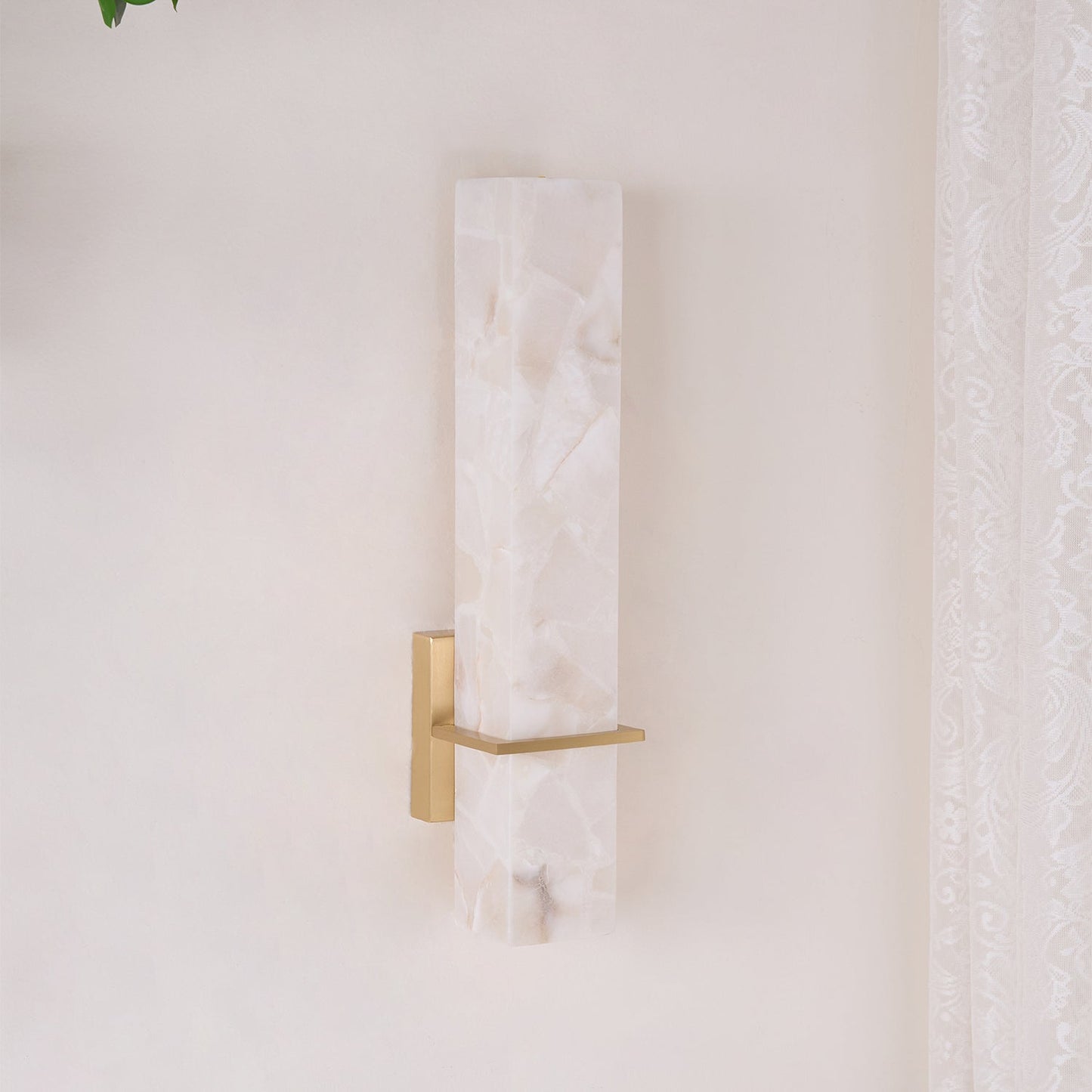 Milan Brass & White Alabaster Wall Sconce with Adjustable LED Light