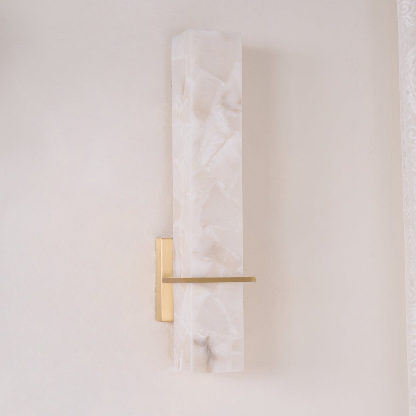 Milan Brass & White Alabaster Wall Sconce with Adjustable LED Light