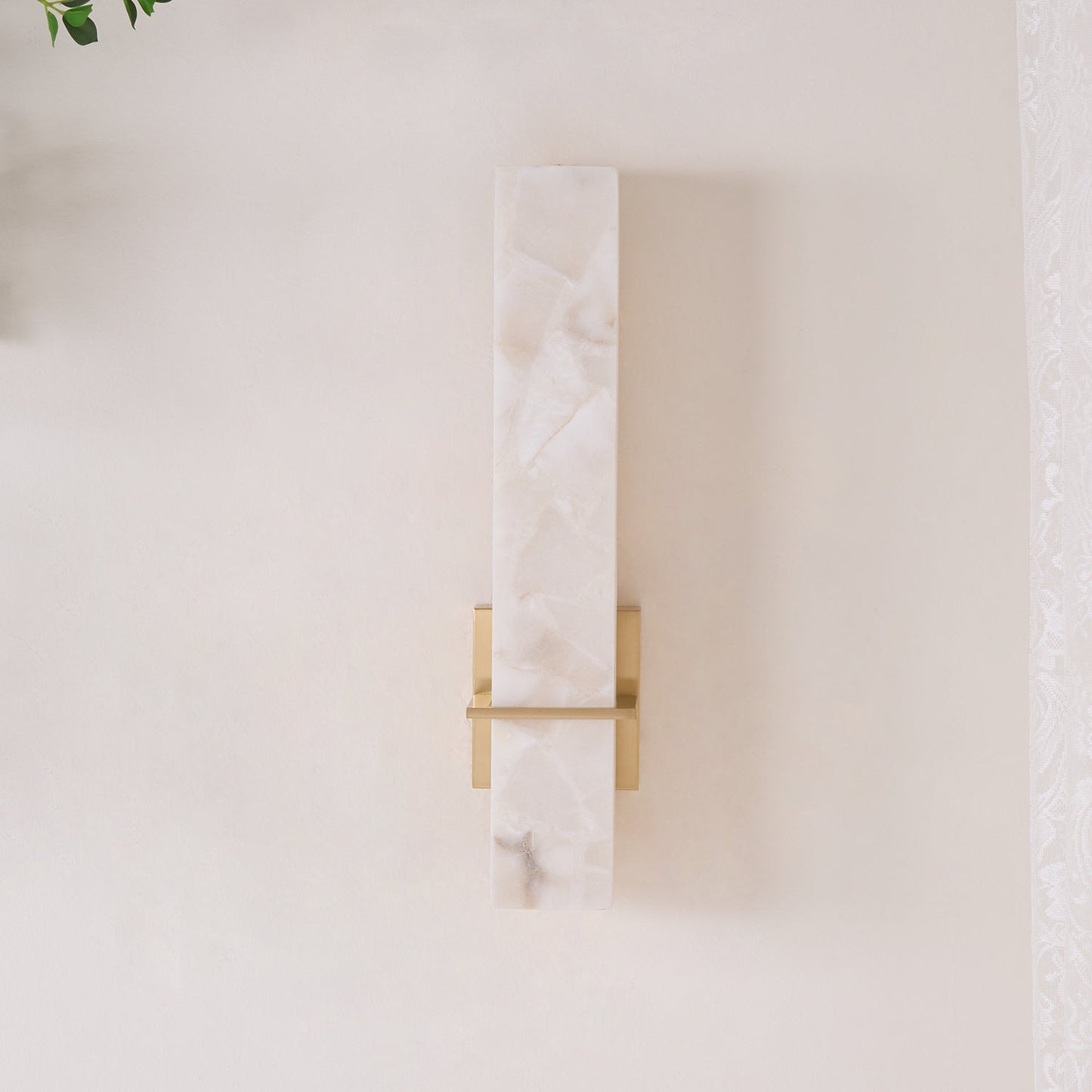 Milan Brass & White Alabaster Wall Sconce with Adjustable LED Light
