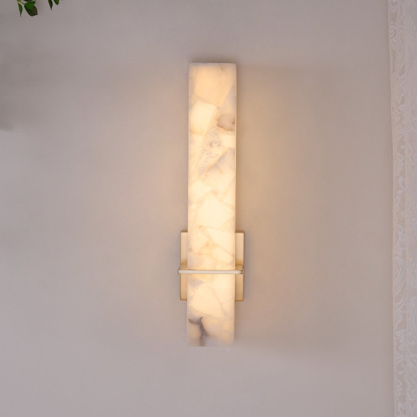 Milan Brass & White Alabaster Wall Sconce with Adjustable LED Light