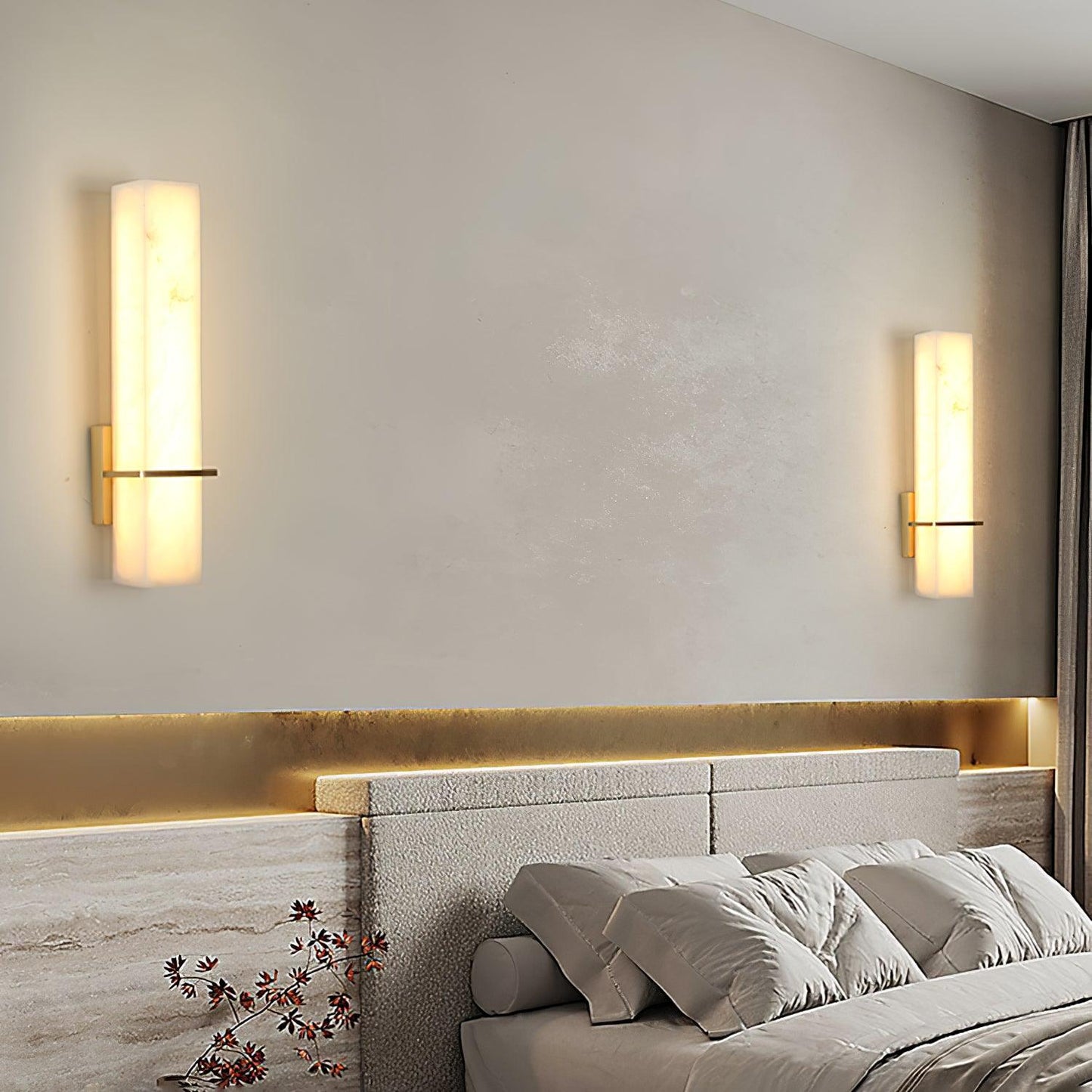 Milan Brass & White Alabaster Wall Sconce with Adjustable LED Light