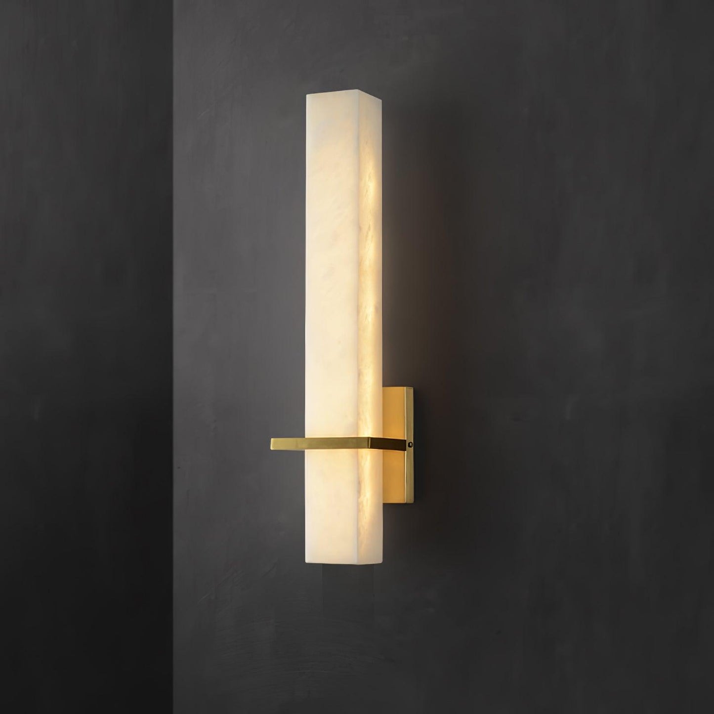 Milan Brass & White Alabaster Wall Sconce with Adjustable LED Light