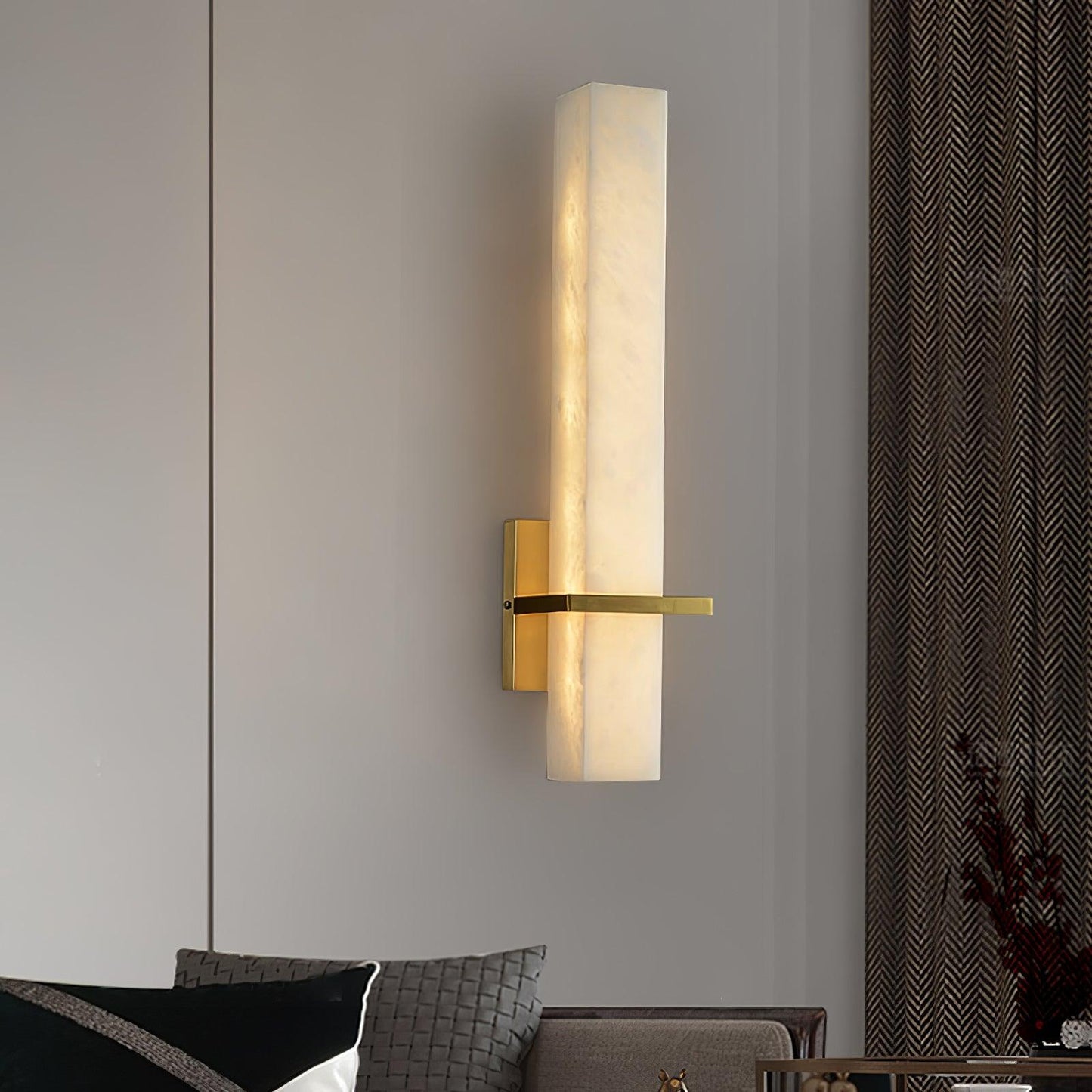 Milan Brass & White Alabaster Wall Sconce with Adjustable LED Light