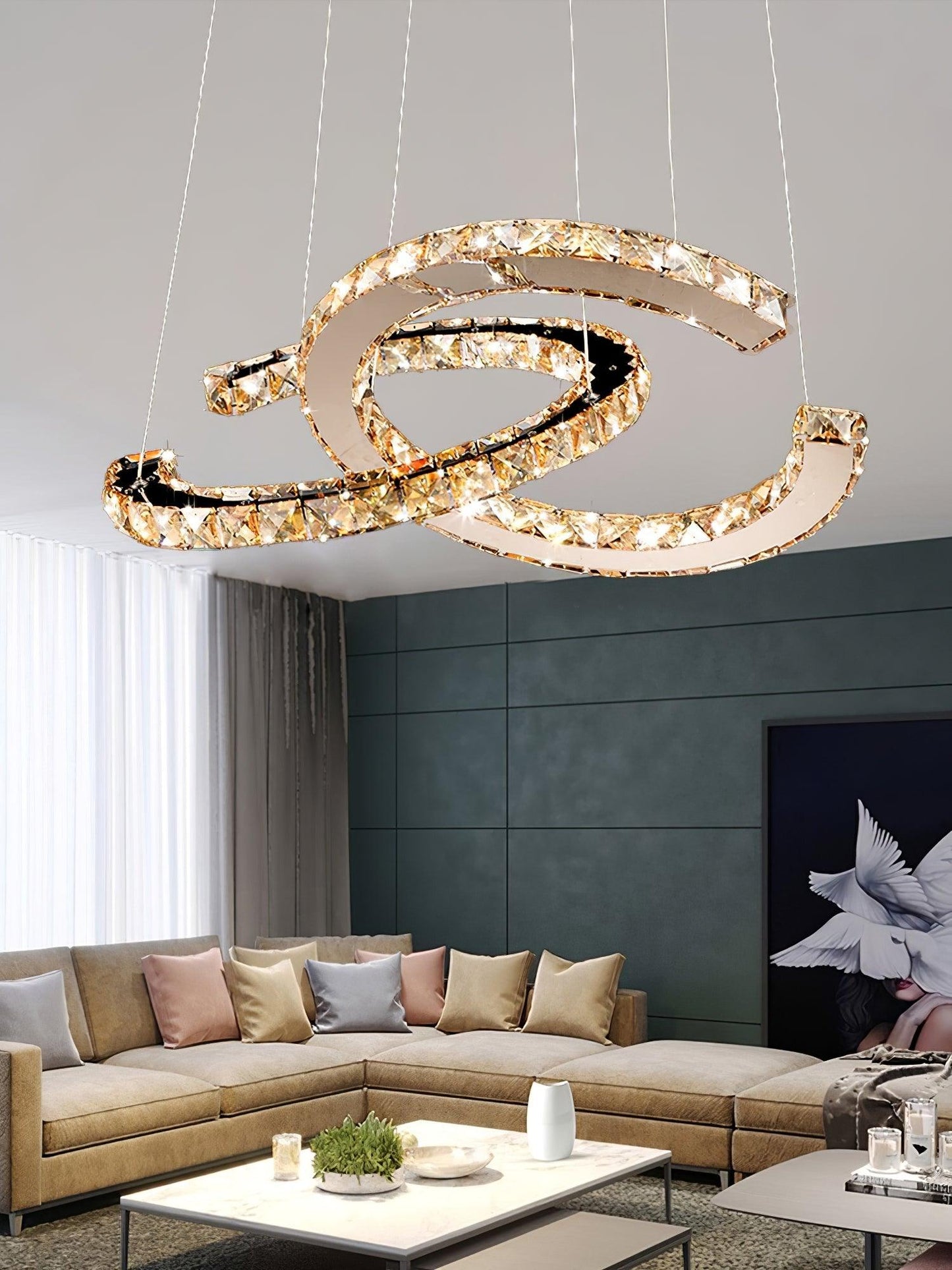 Modern Crystal Double C Chandelier - YIOSI