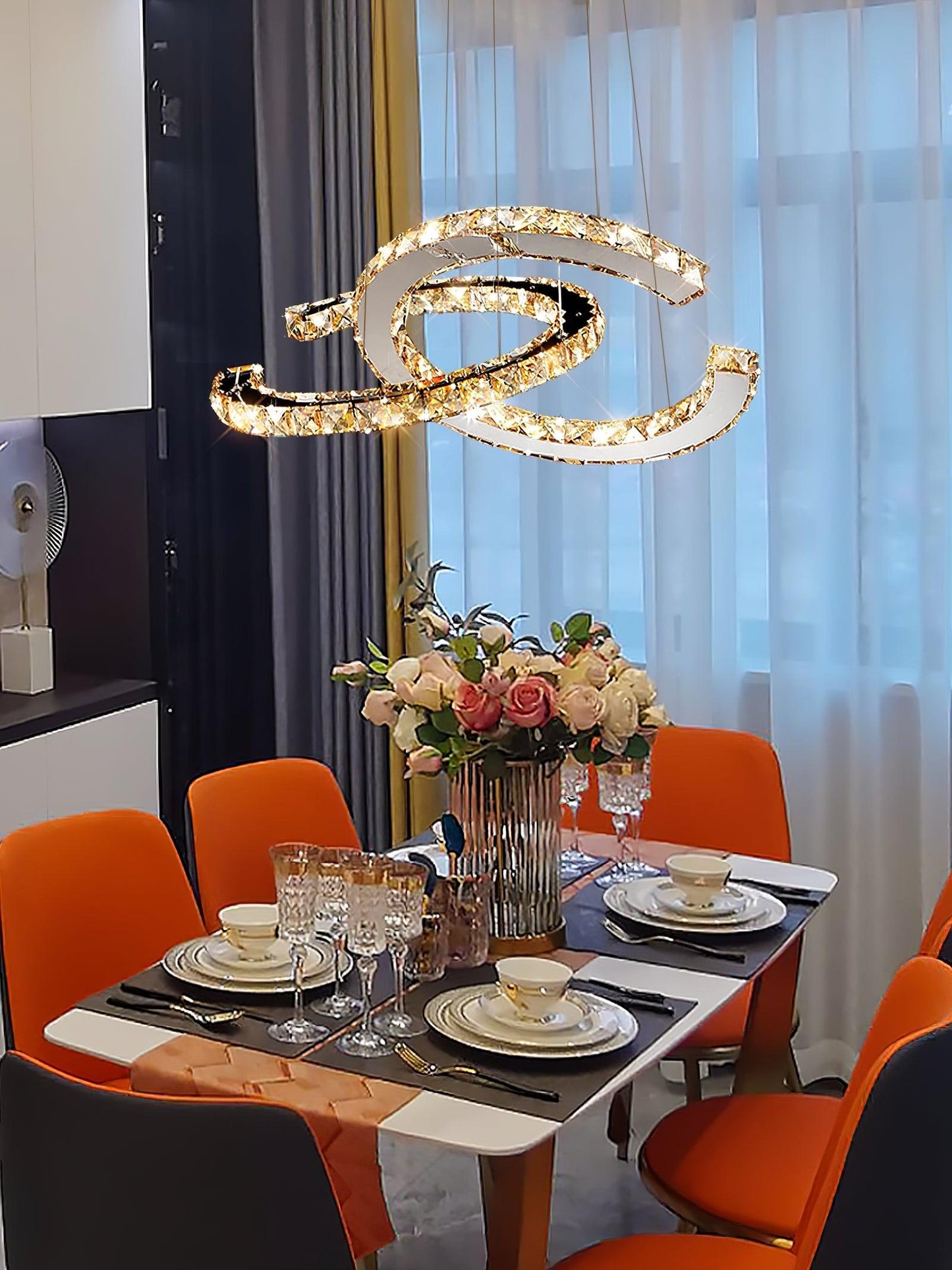 Modern Crystal Double C Chandelier - YIOSI