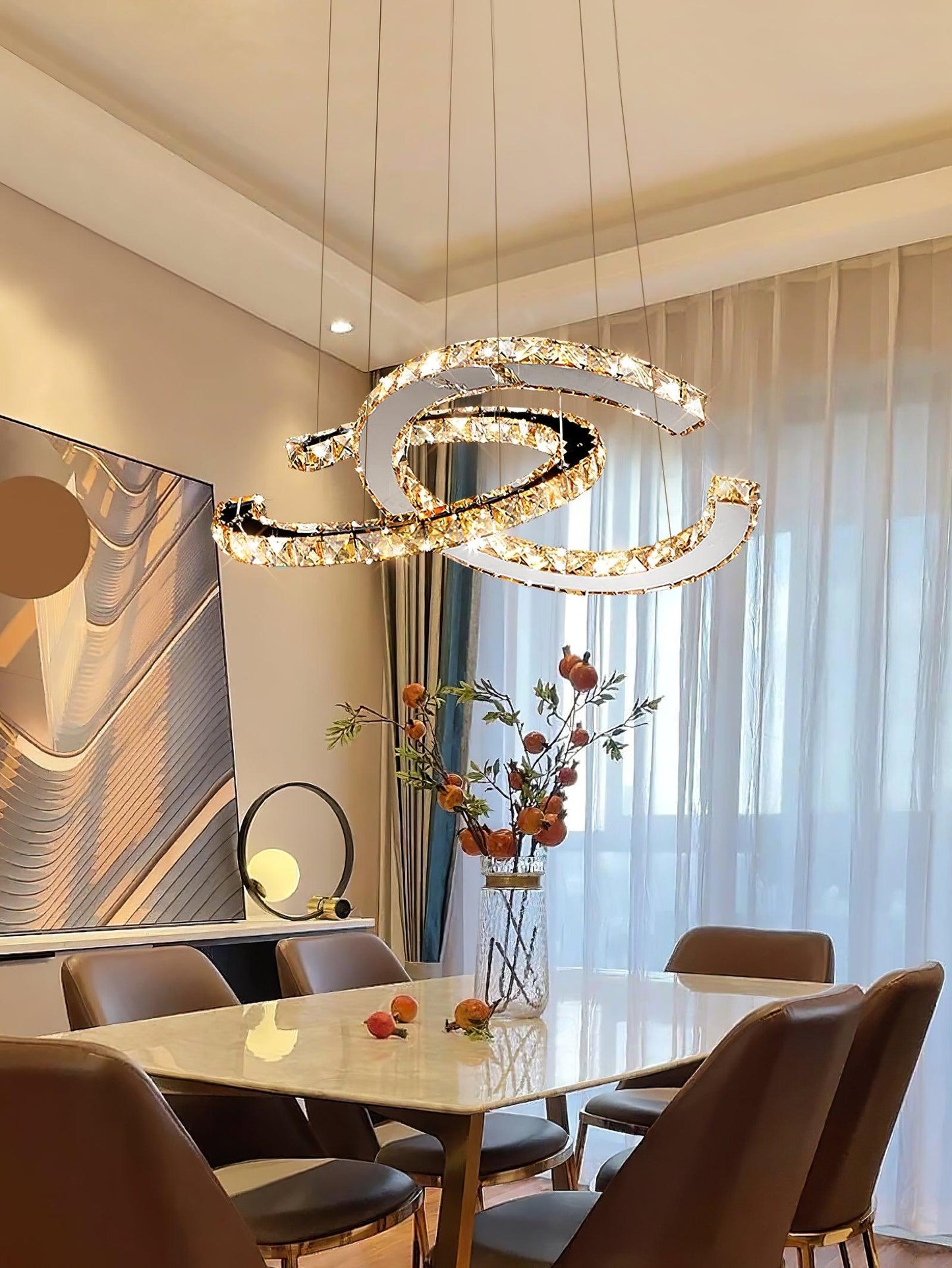 Modern Crystal Double C Chandelier - YIOSI