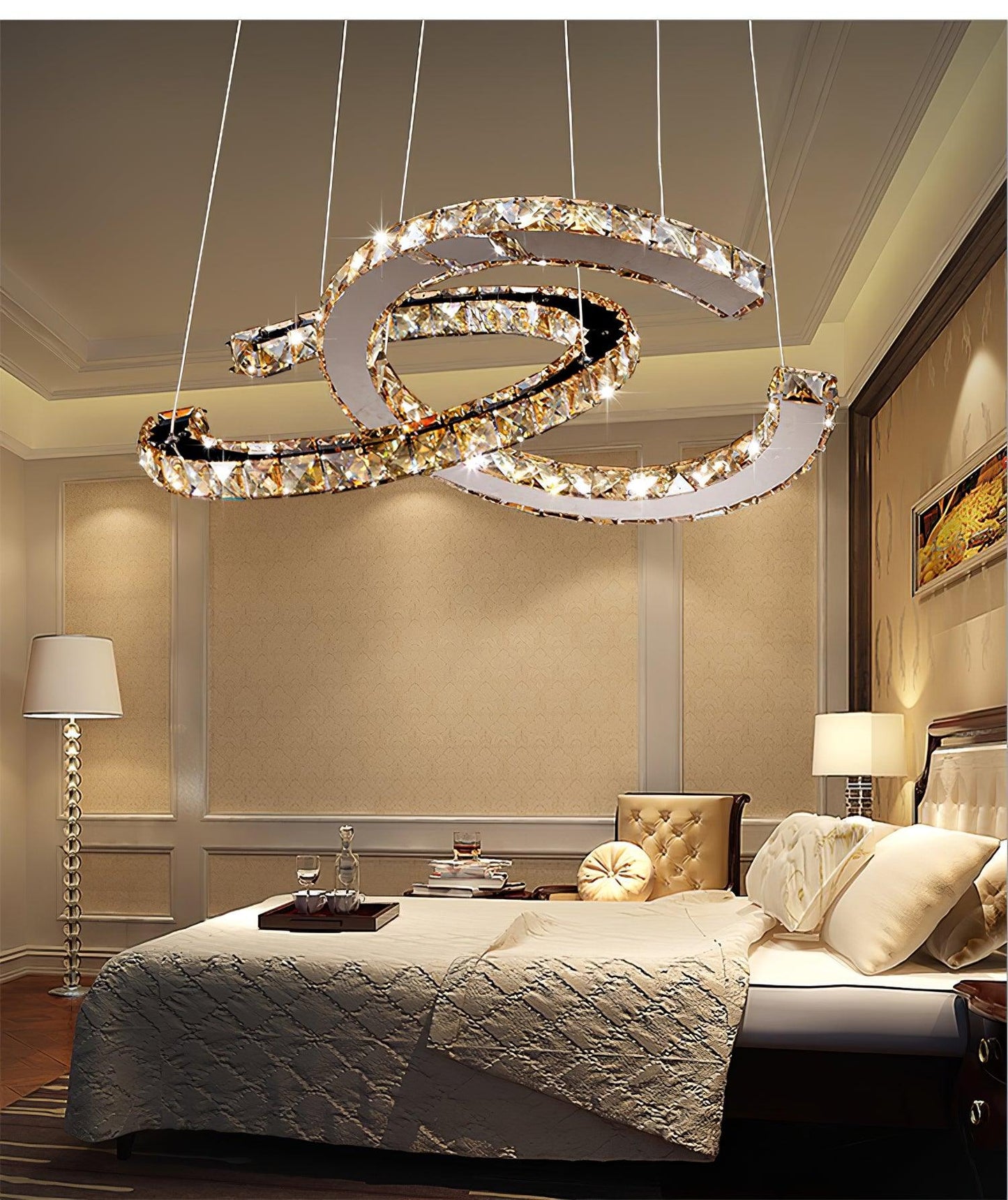Modern Crystal Double C Chandelier - YIOSI