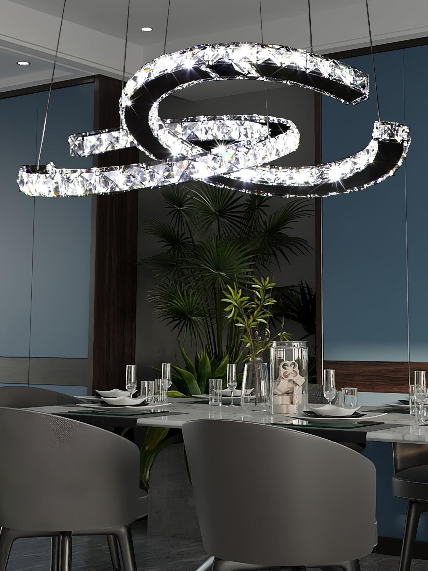 Modern Crystal Double C Chandelier - YIOSI