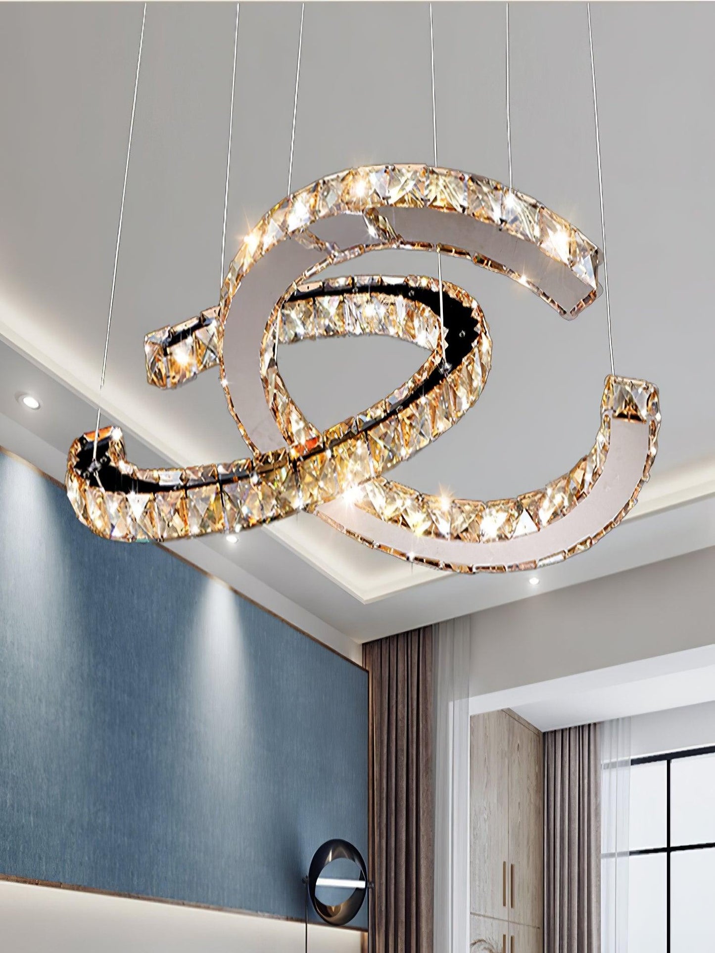 Modern Crystal Double C Chandelier - YIOSI