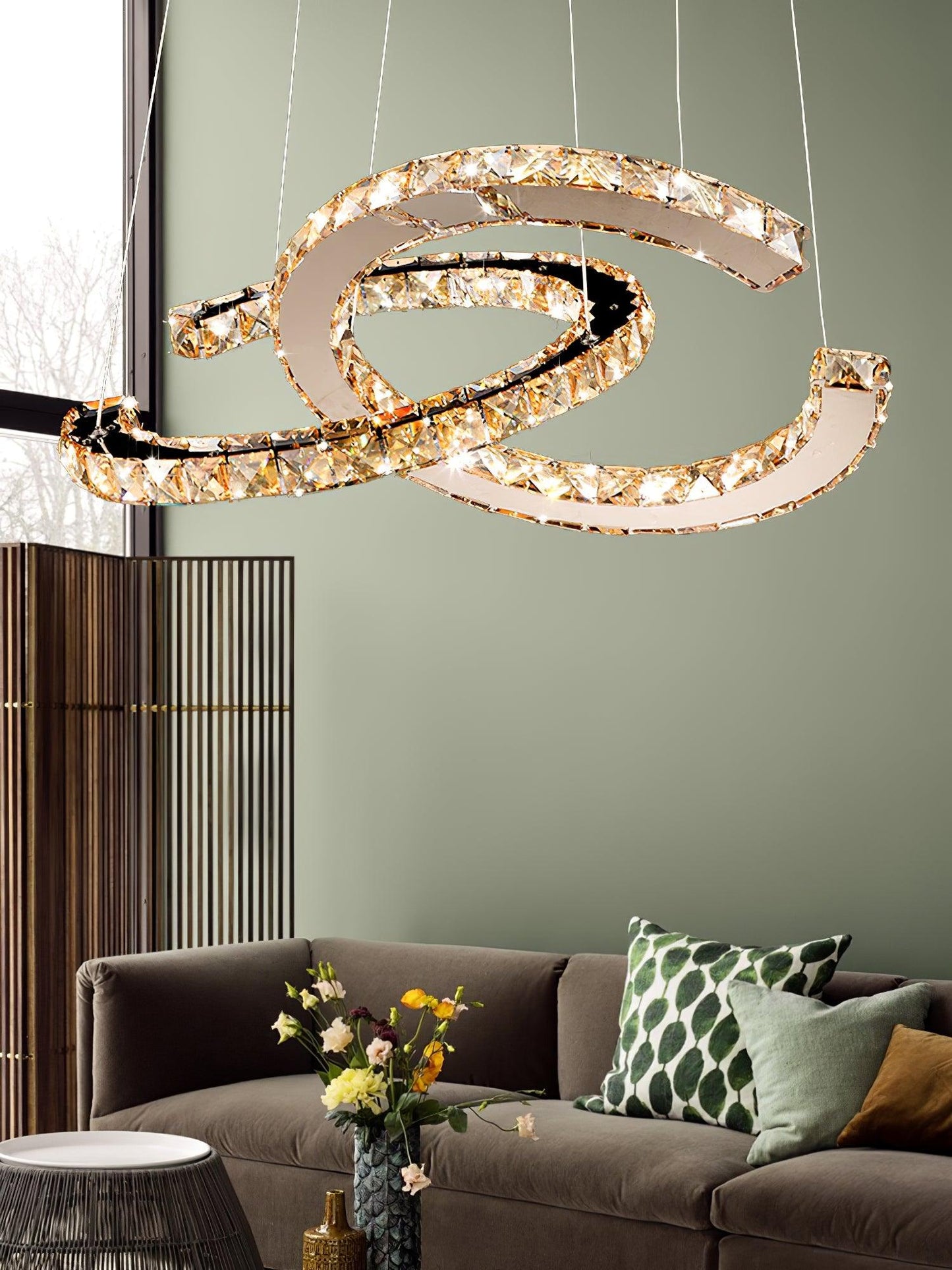 Modern Crystal Double C Chandelier - YIOSI