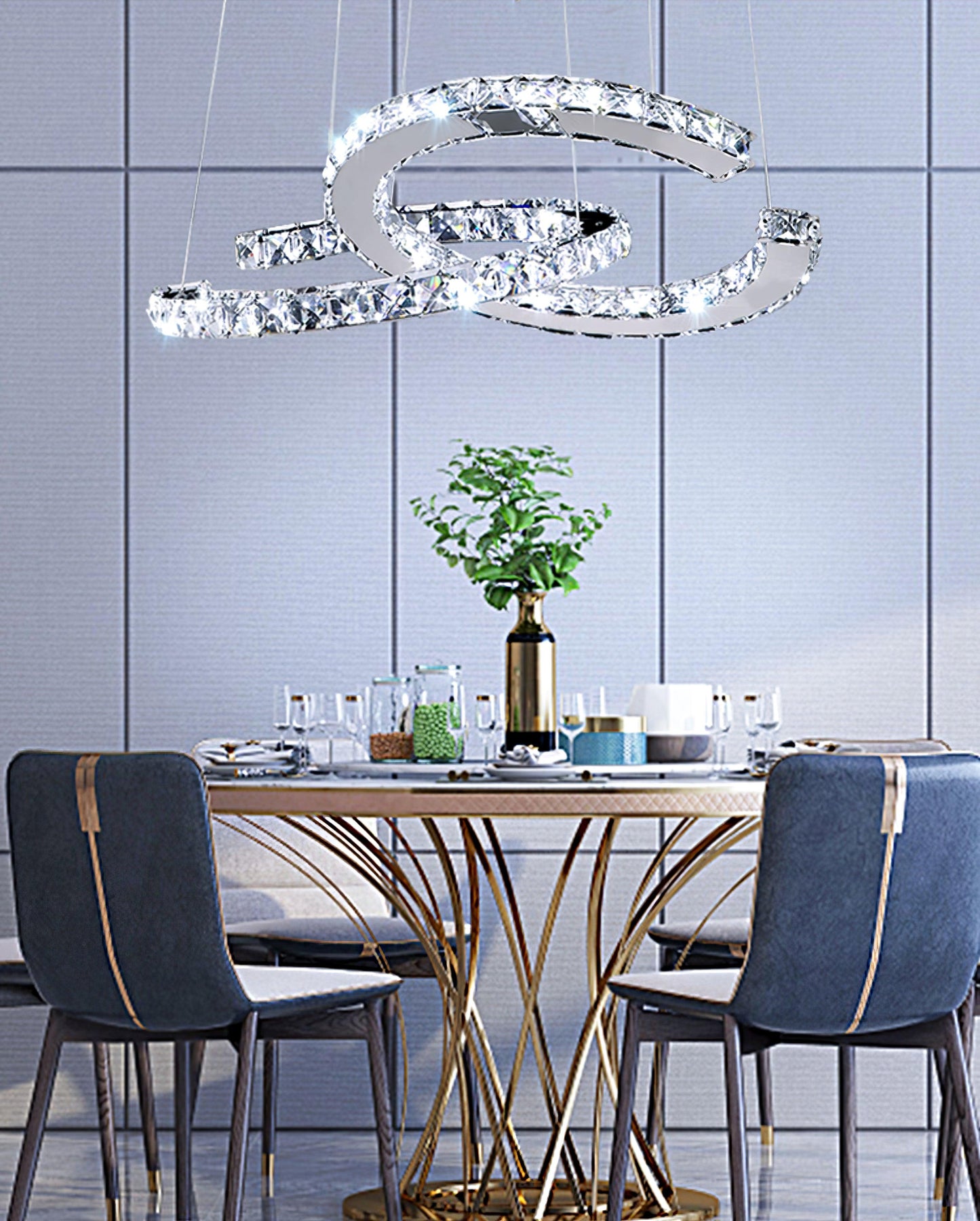Modern Crystal Double C Chandelier - YIOSI