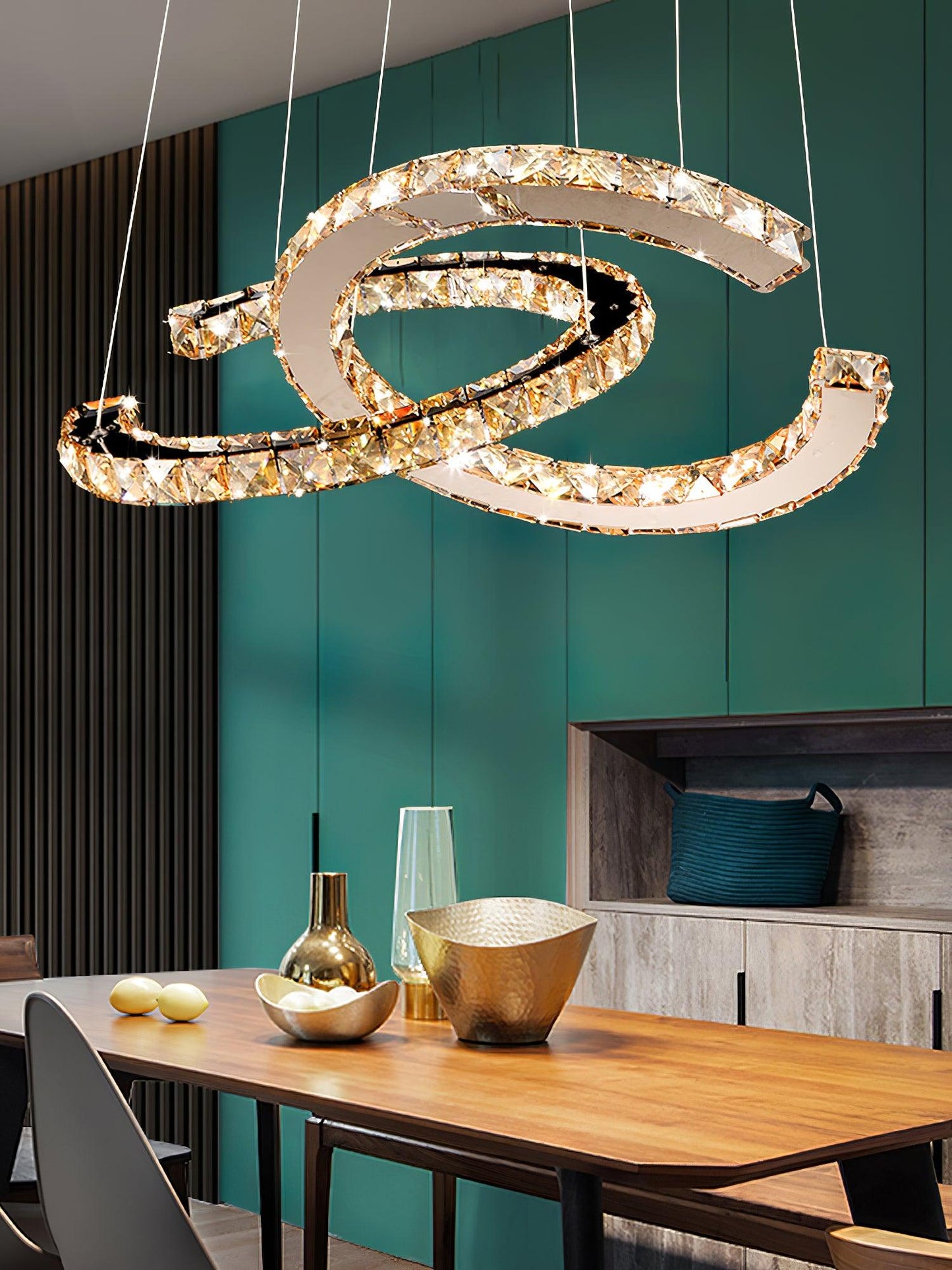 Modern Crystal Double C Chandelier - YIOSI